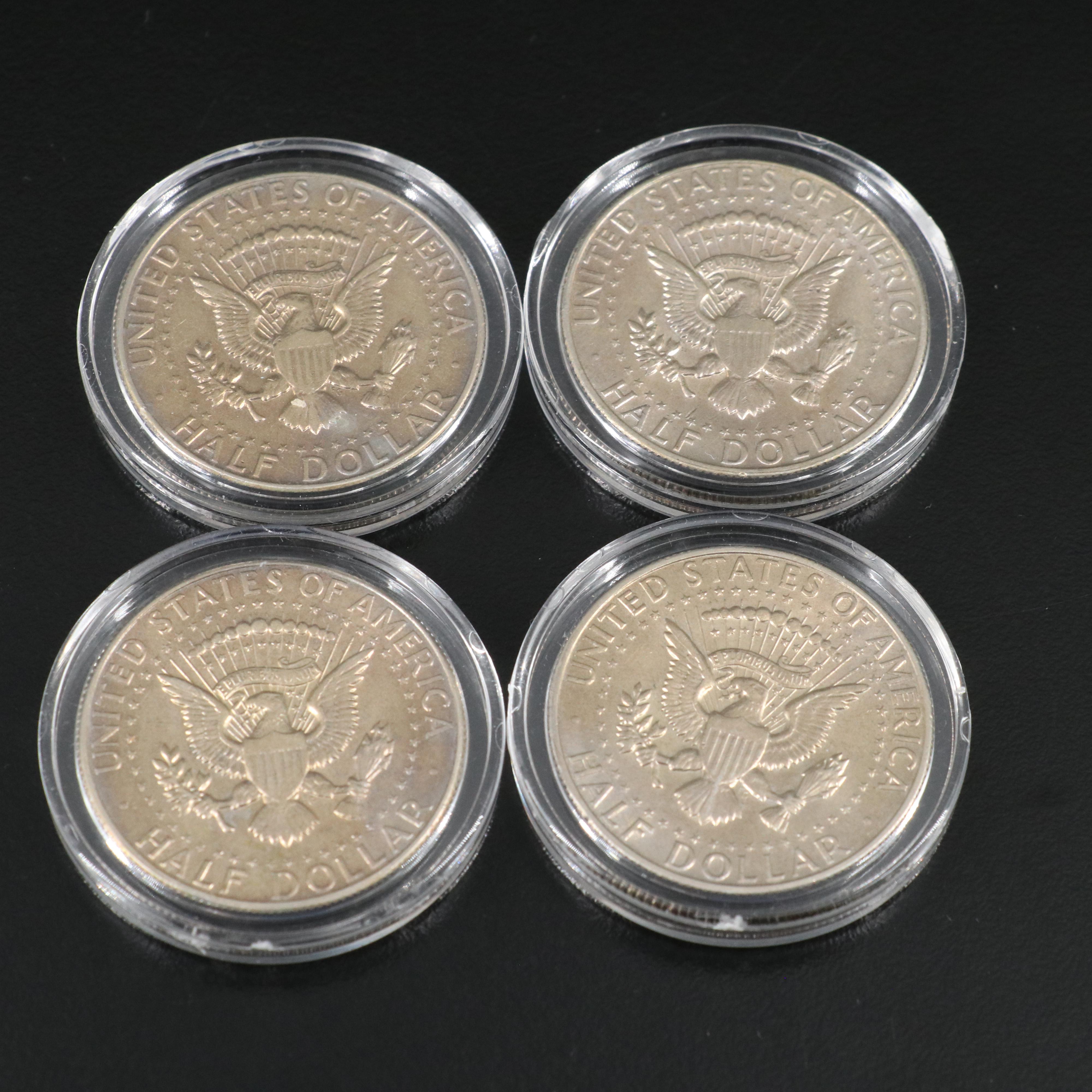Thirteen Kennedy Half Dollars, Including Silver and Bicentennial