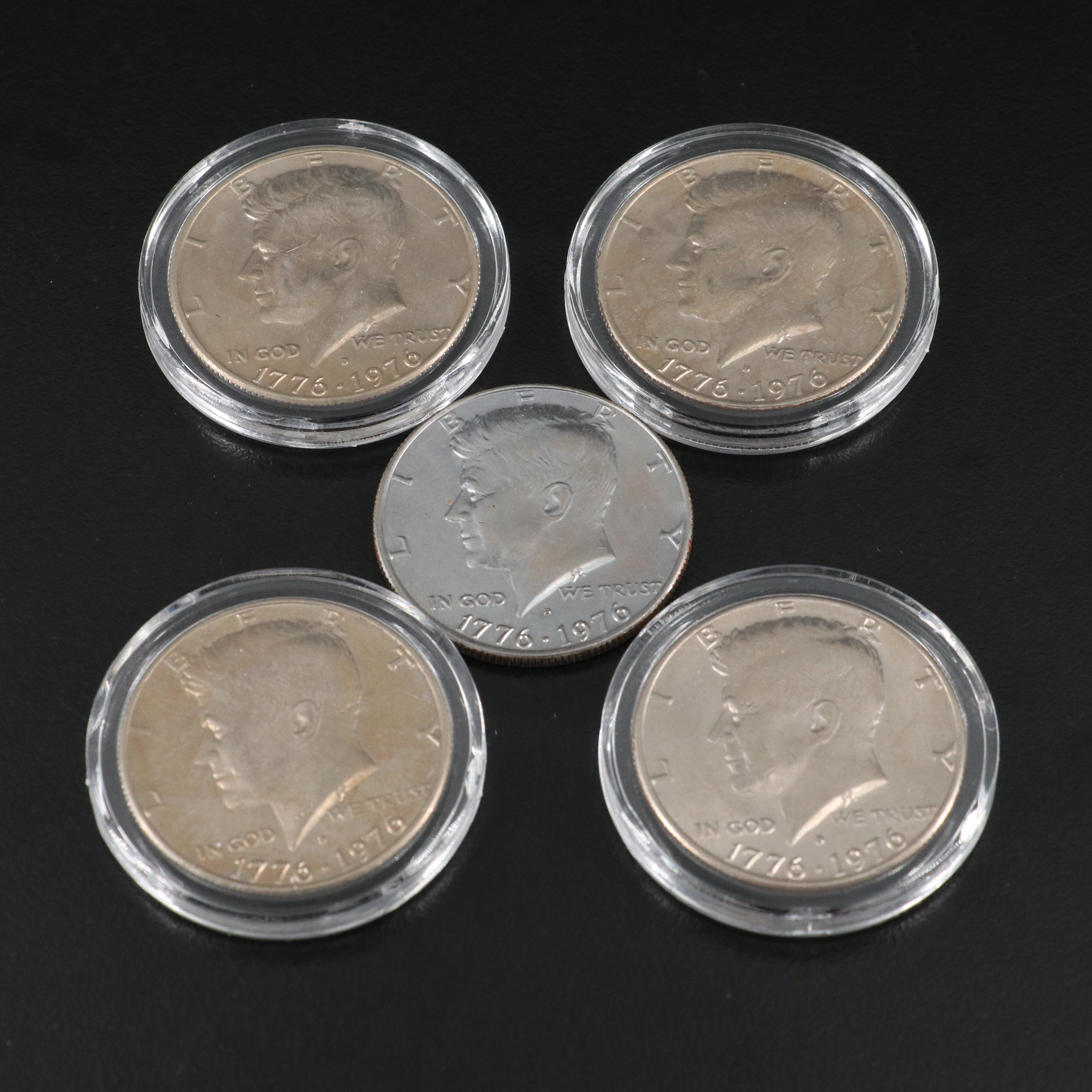 Thirteen Kennedy Half Dollars, Including Silver and Bicentennial
