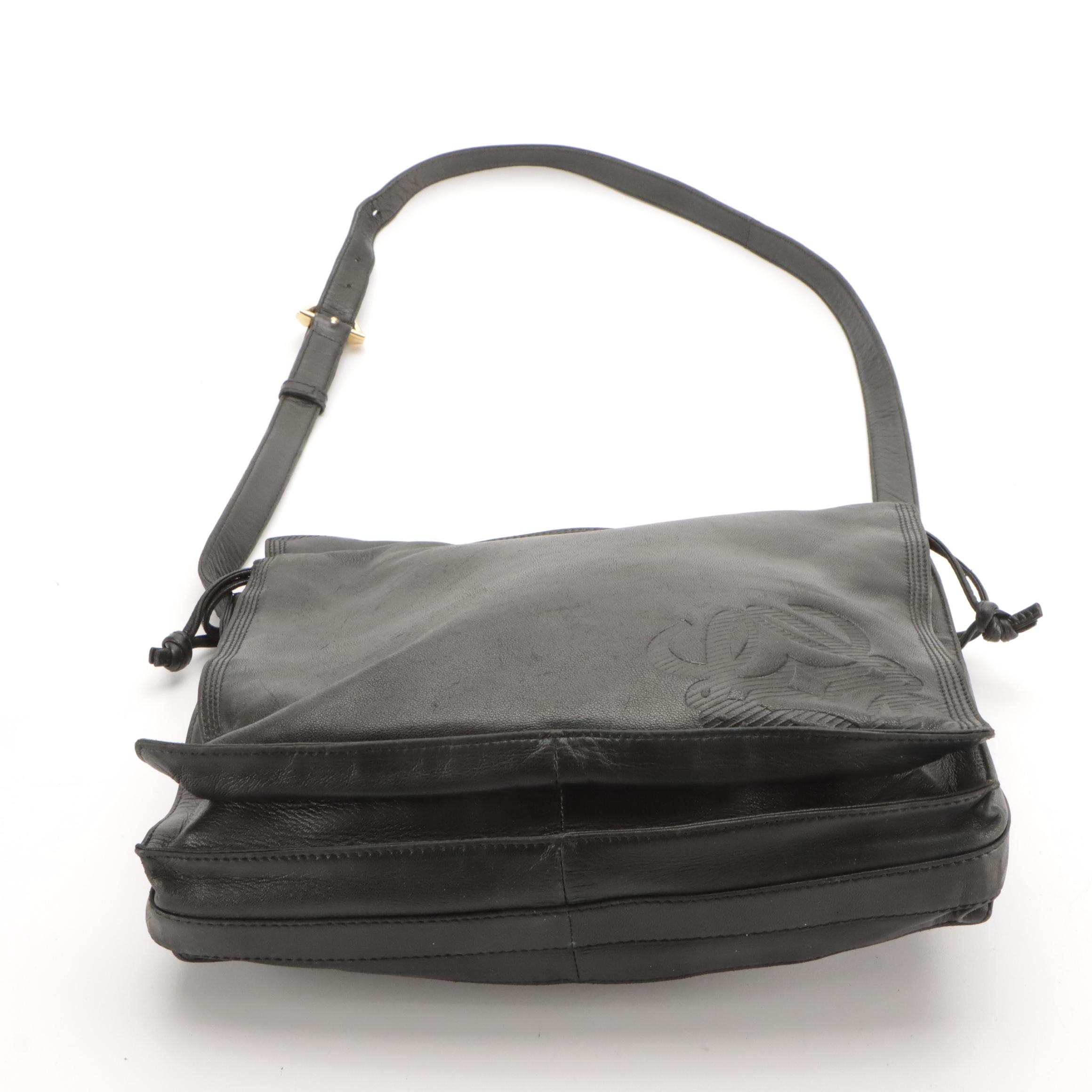 Loewe Black Lambskin Leather Drawstring Shoulder Bag