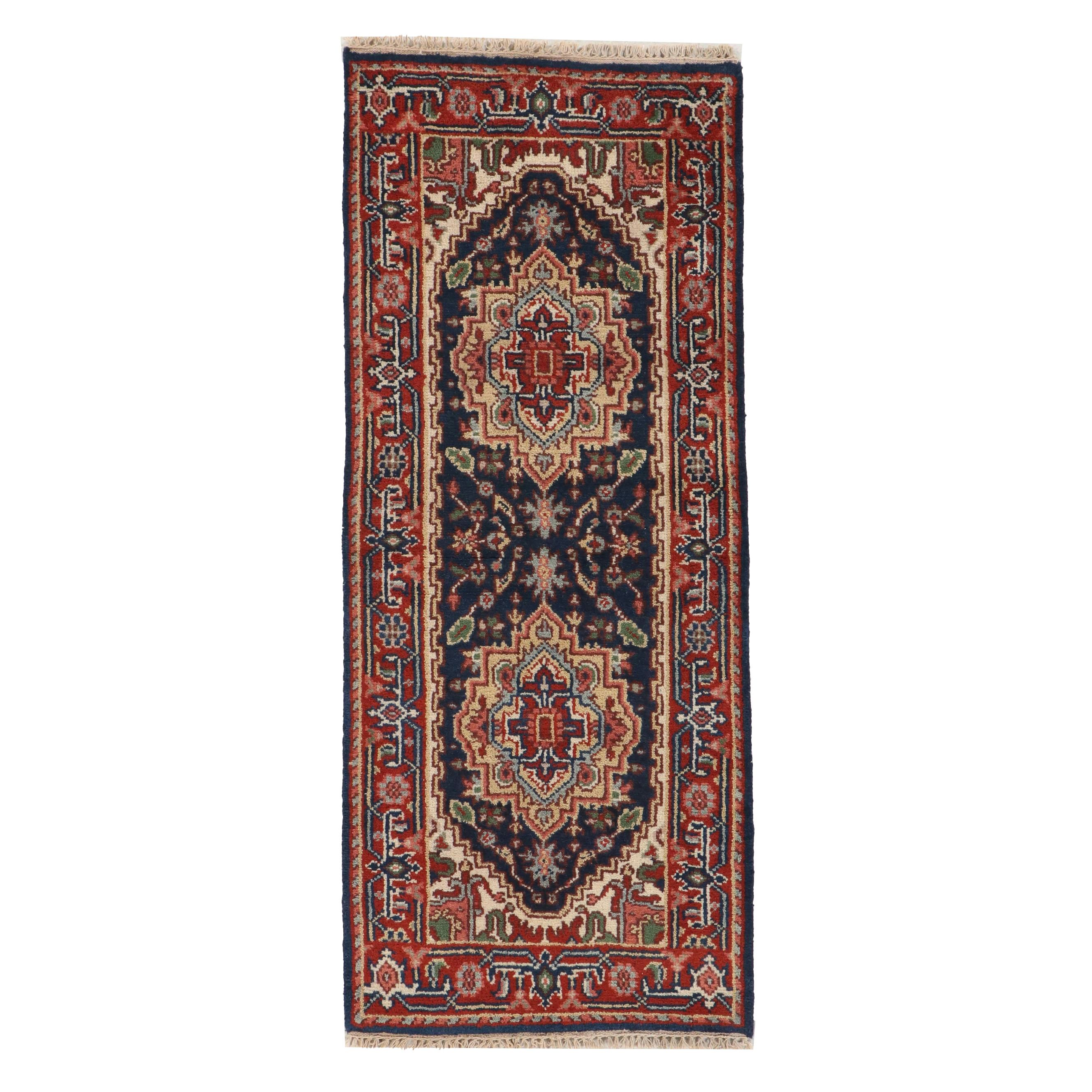 2'5 x 6'2 Hand-Knotted Indo-Persian Serapi Carpet Runner