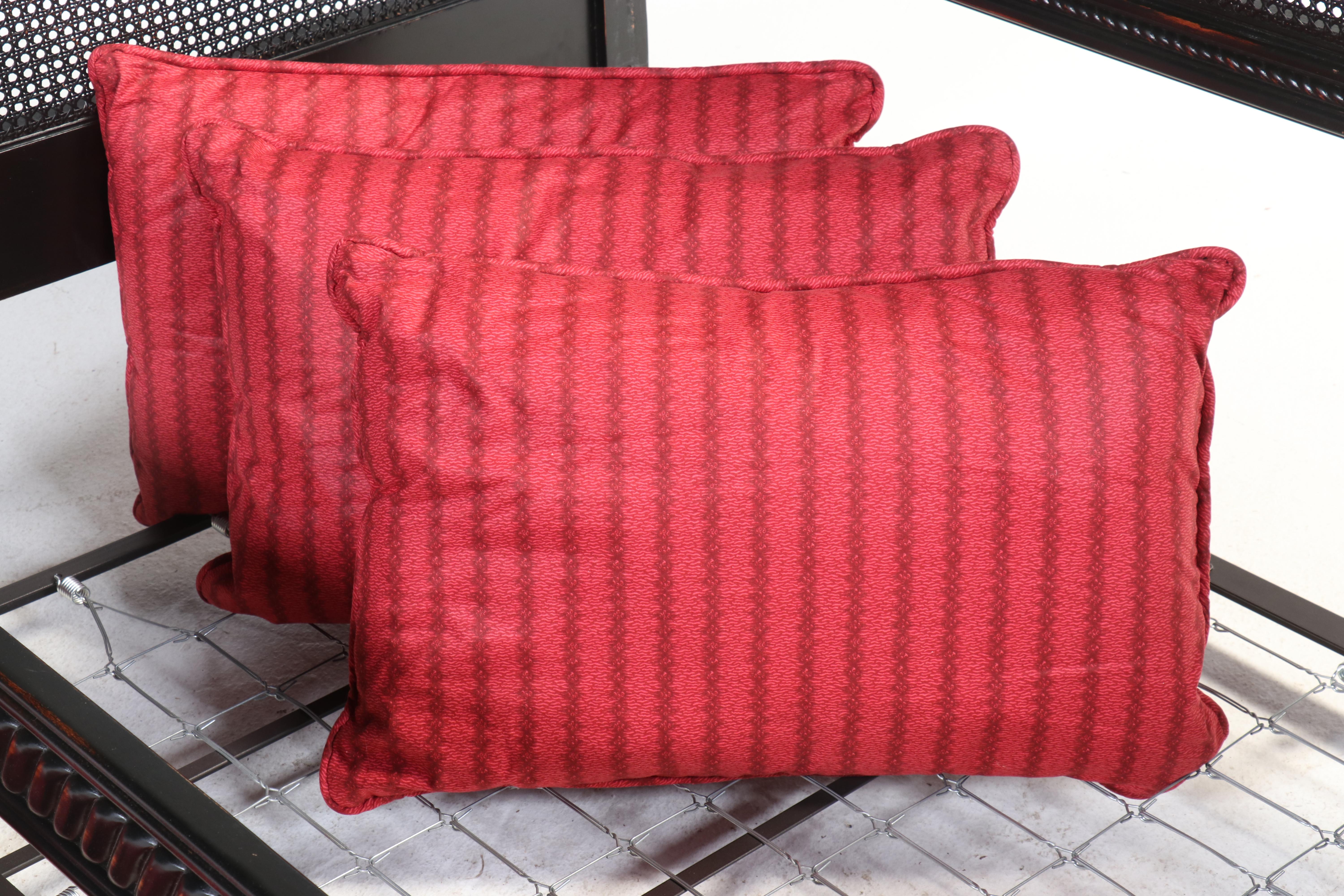 Painted Wood and Cane Daybed Frame with Throw Pillows