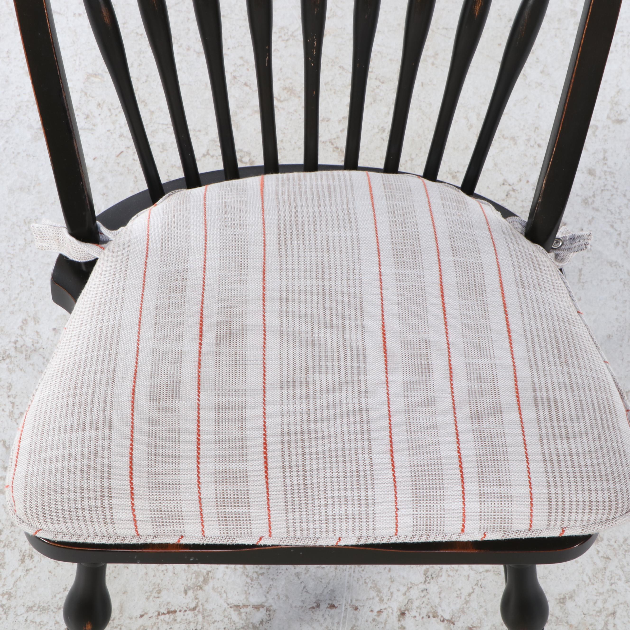 Farmhouse Style Pine Dining Table with Eight Windsor Dining Chairs