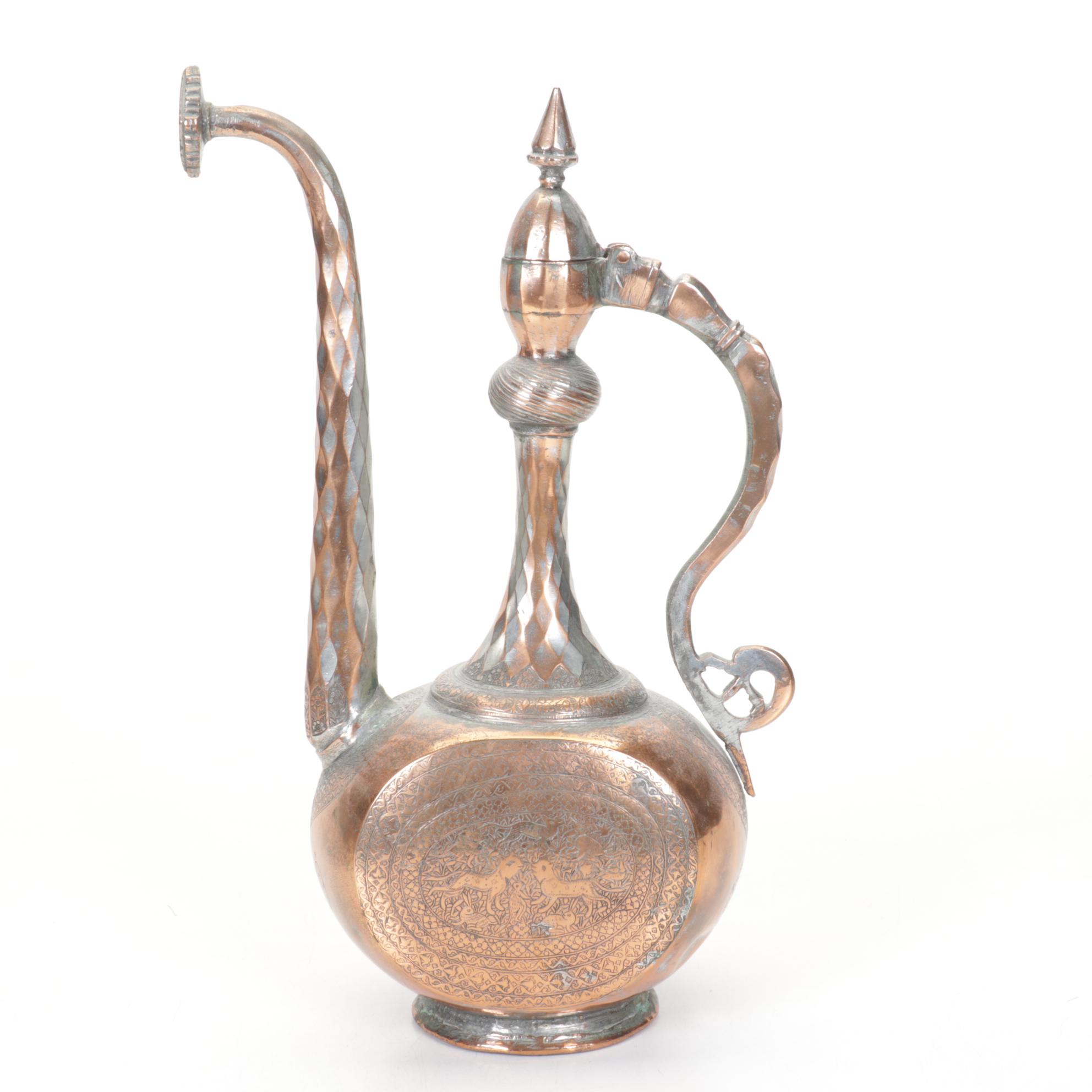Copper Finish Persian Ewers, Late 19th/Early 20th Century