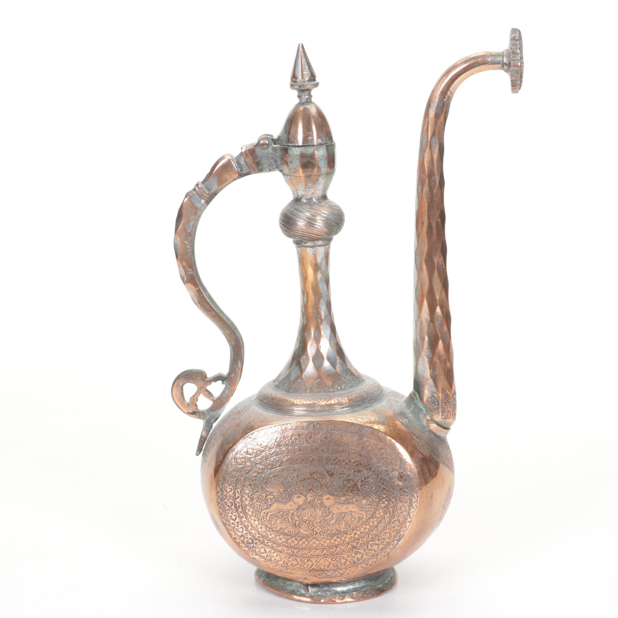 Copper Finish Persian Ewers, Late 19th/Early 20th Century