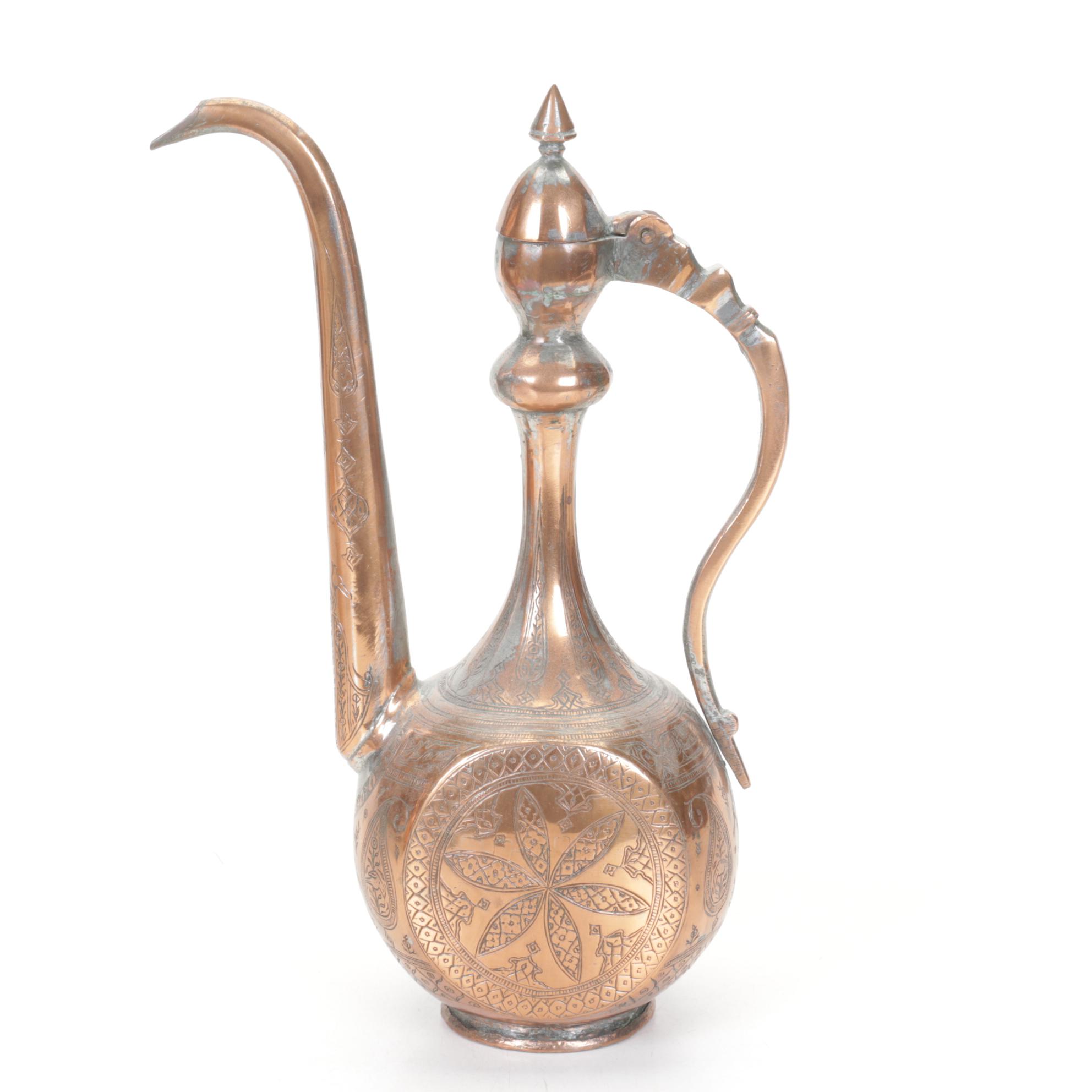 Copper Finish Persian Ewers, Late 19th/Early 20th Century