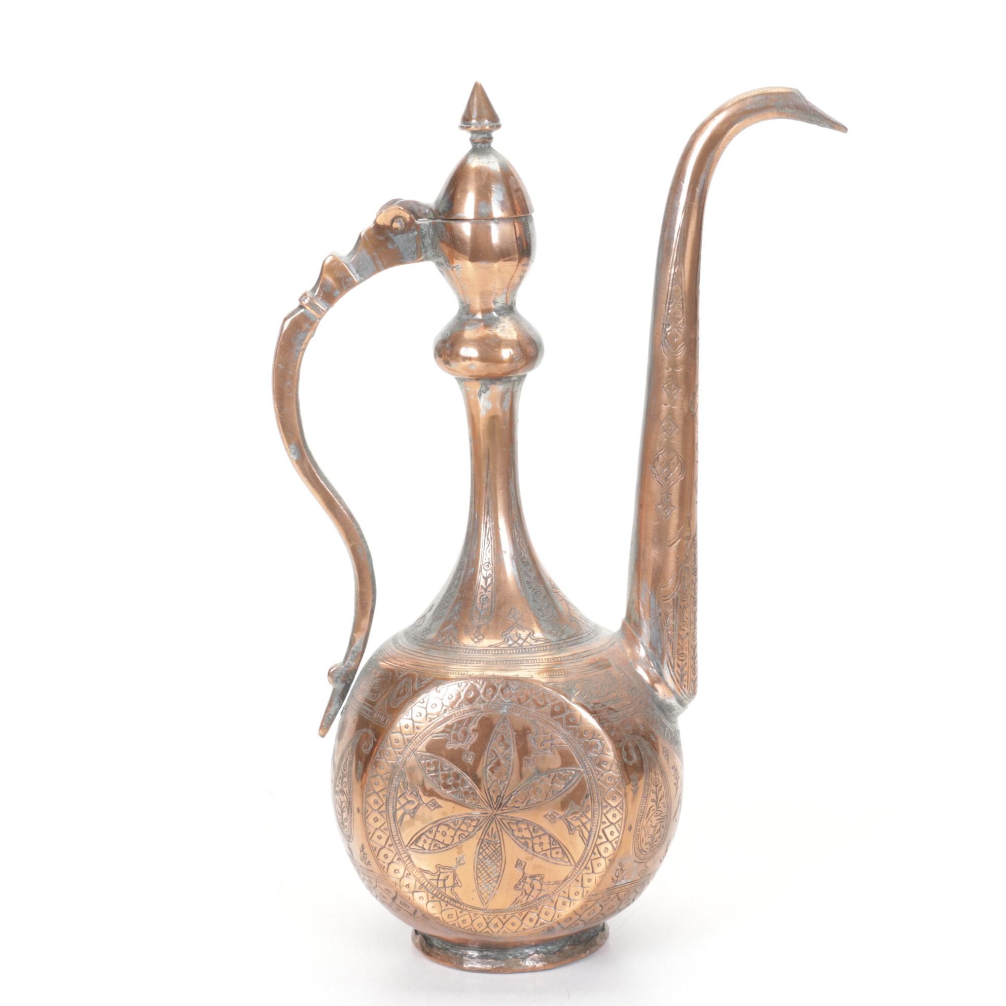Copper Finish Persian Ewers, Late 19th/Early 20th Century