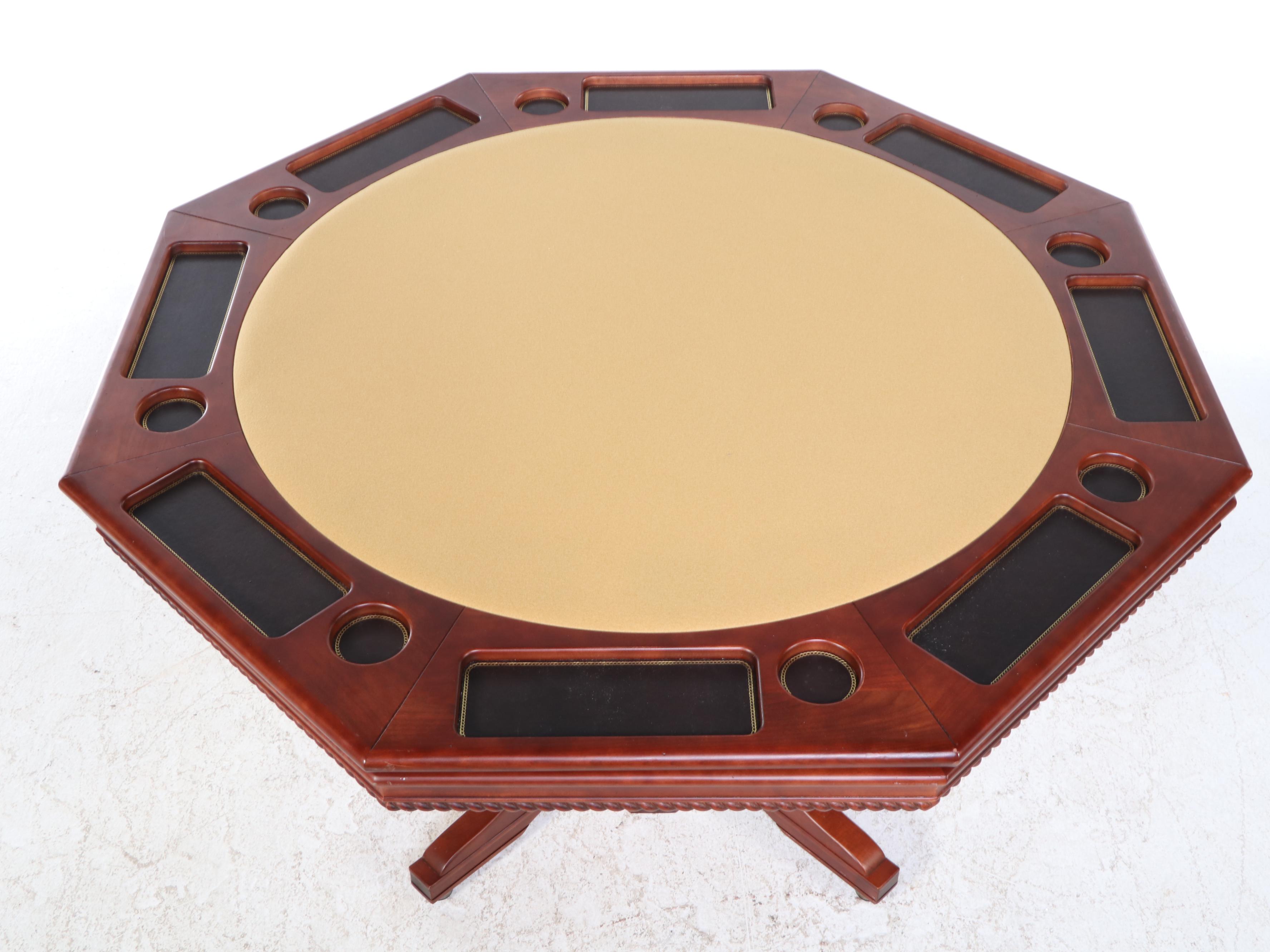 Mikhail Darafeev Cherry Finished Game Table and Four "Ponce De Leon" Chairs