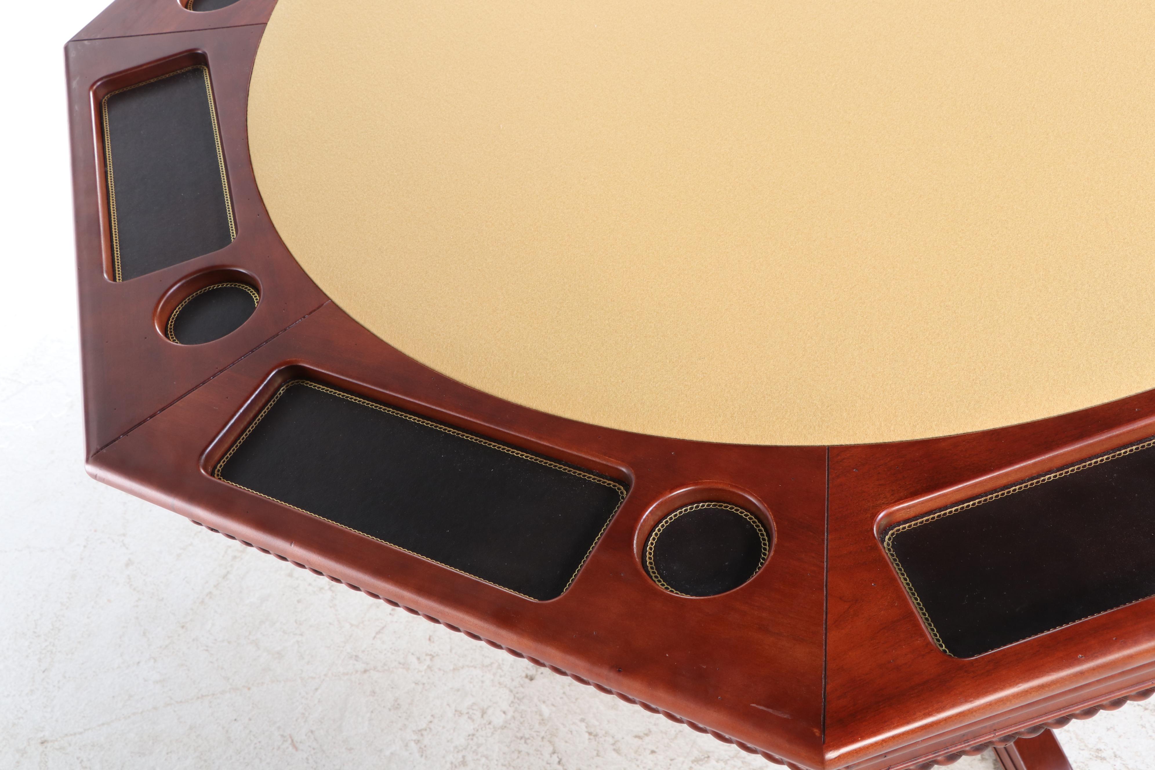 Mikhail Darafeev Cherry Finished Game Table and Four "Ponce De Leon" Chairs