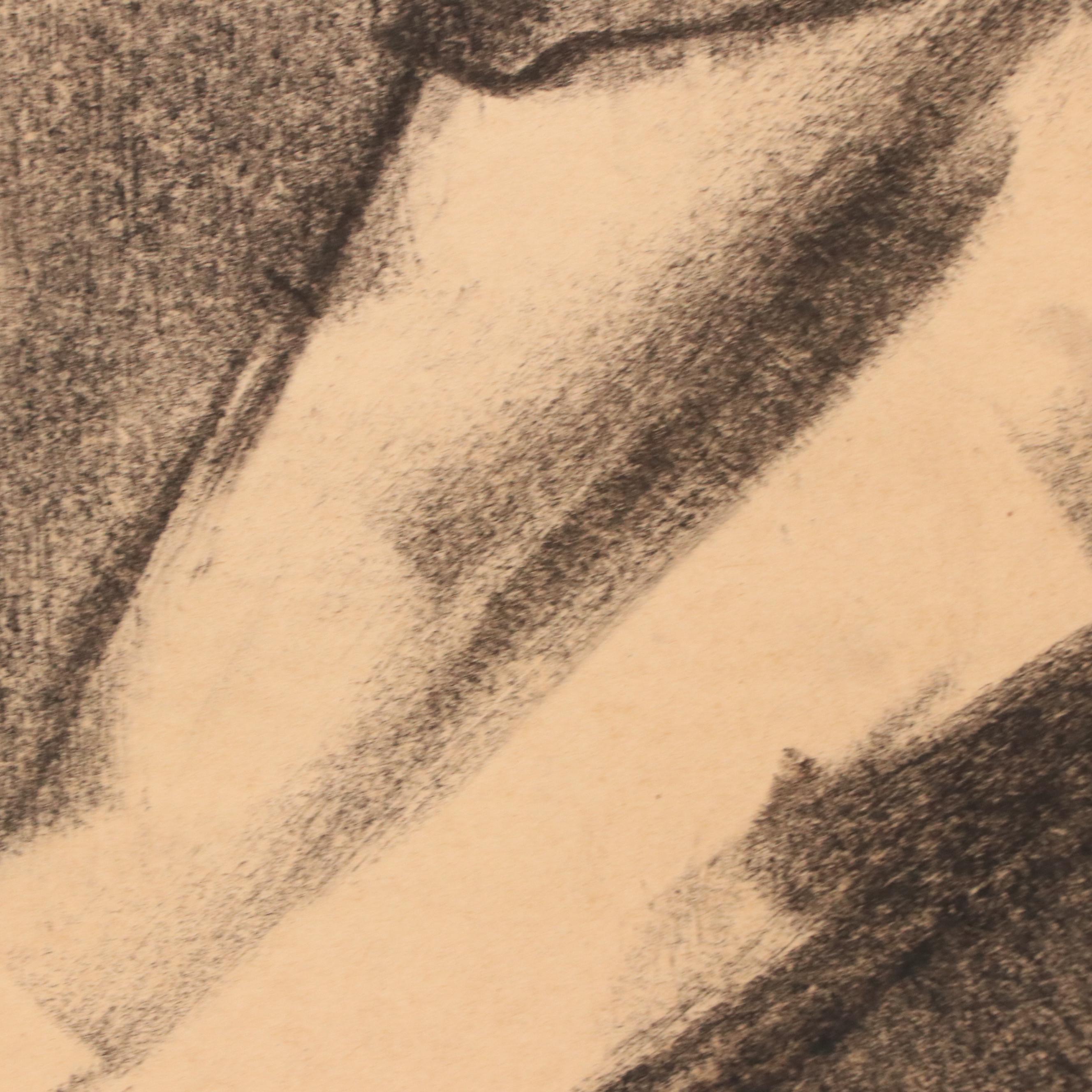 Jack Meanwell Modern Figural Oil Pastel Drawing, Late 20th Century