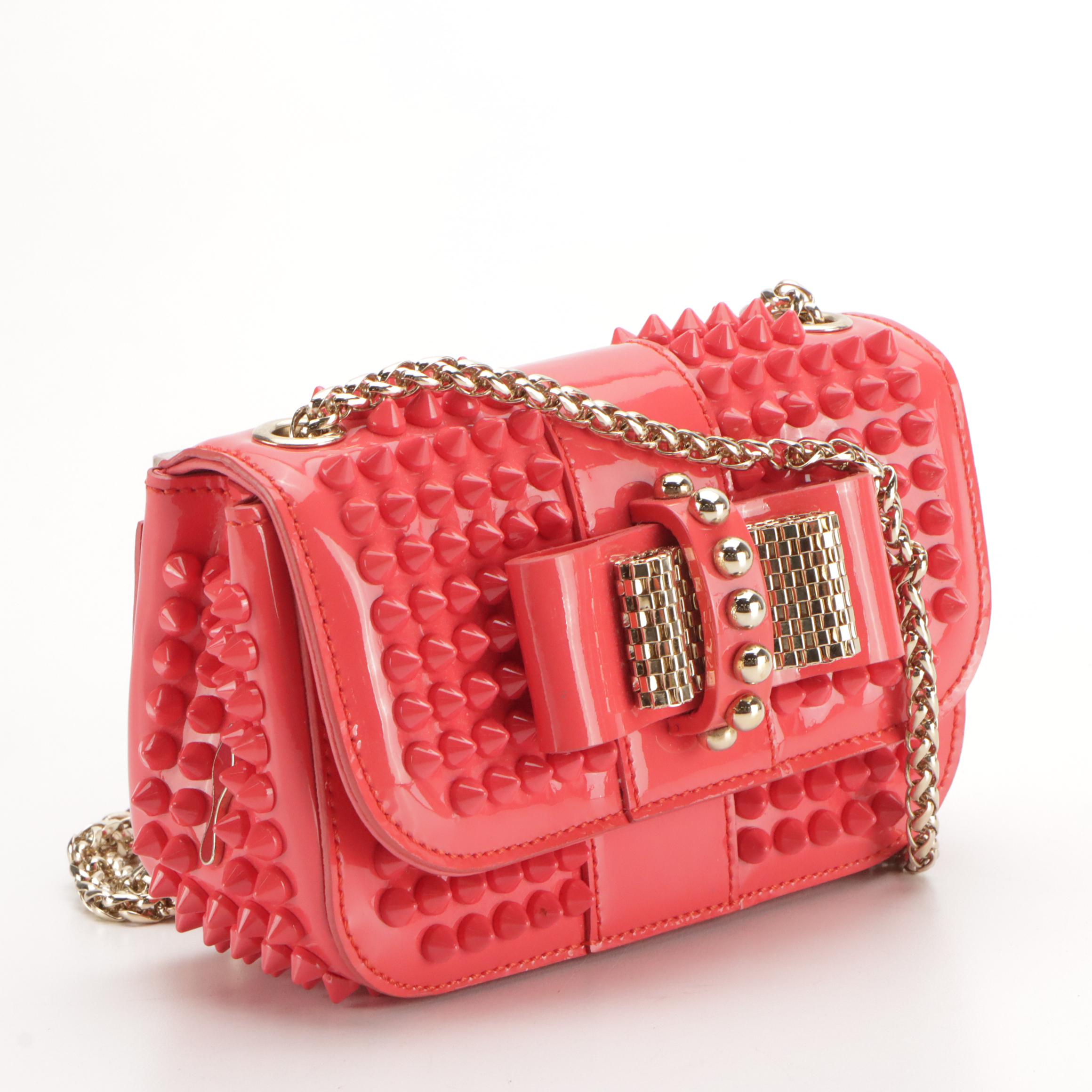 Christian Louboutin Mini Sweet Charity Crossbody Bag in Spiked Patent Leather