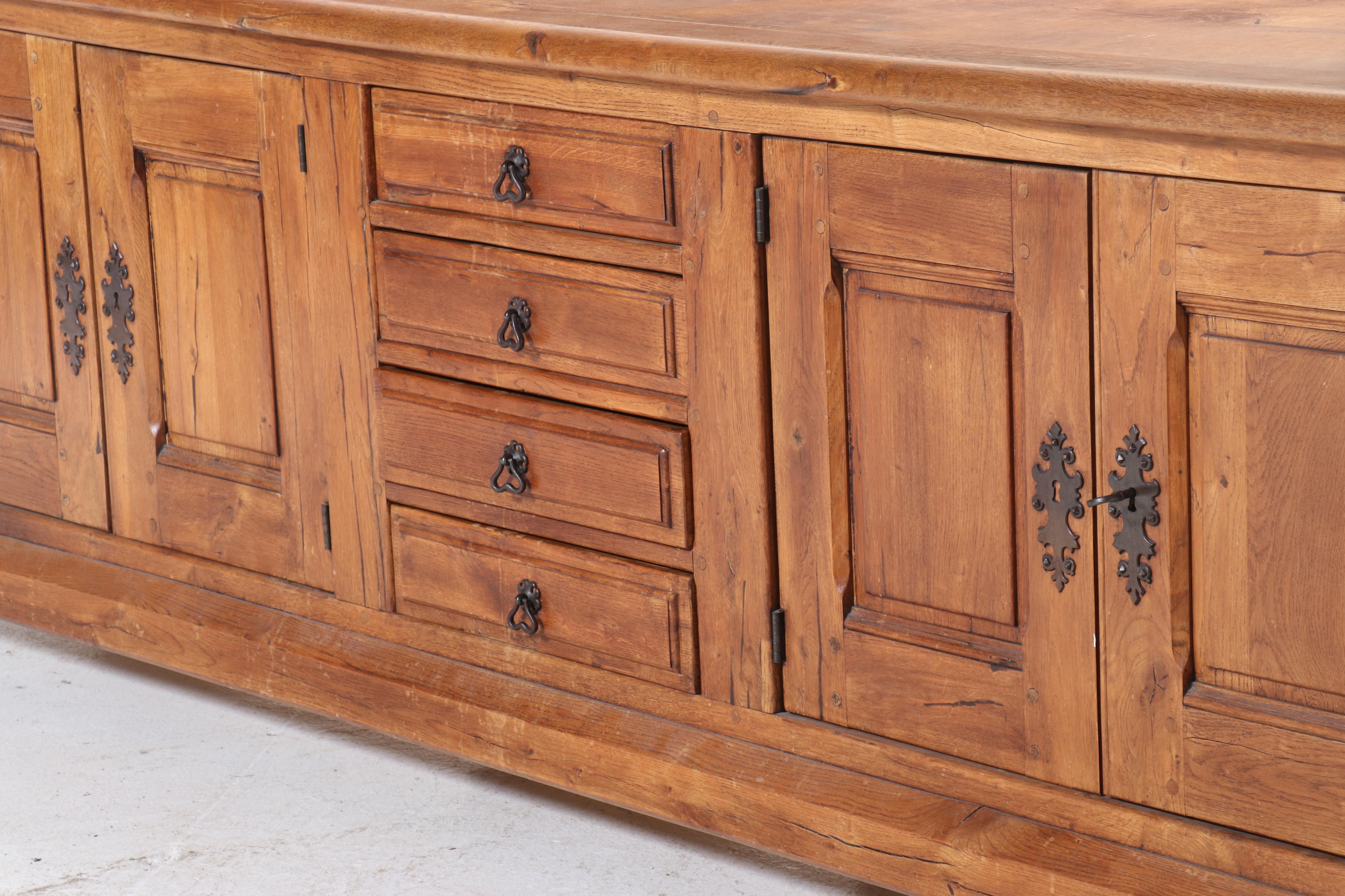 Large Spanish Colonial Style Quartersawn Oak Sideboard