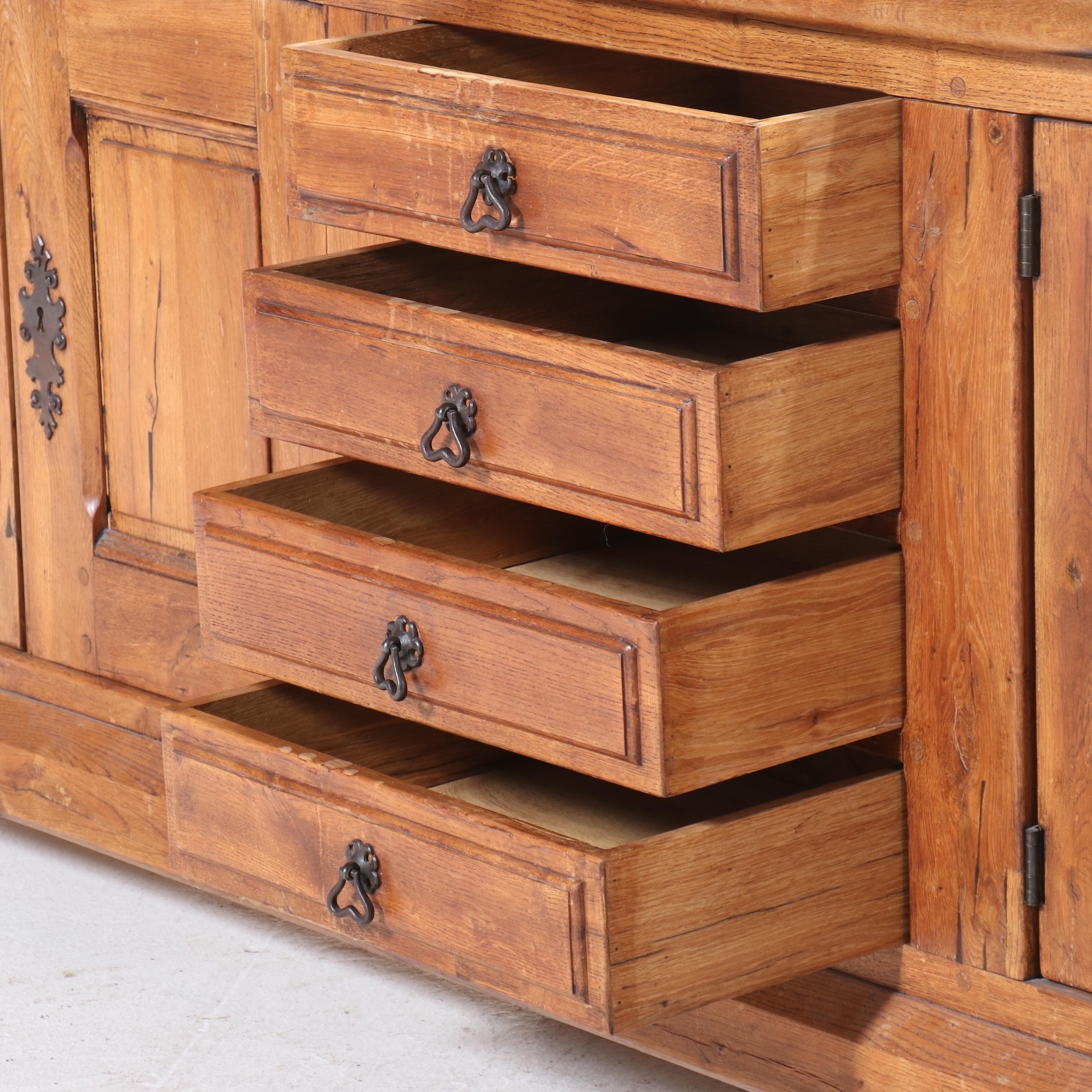 Large Spanish Colonial Style Quartersawn Oak Sideboard