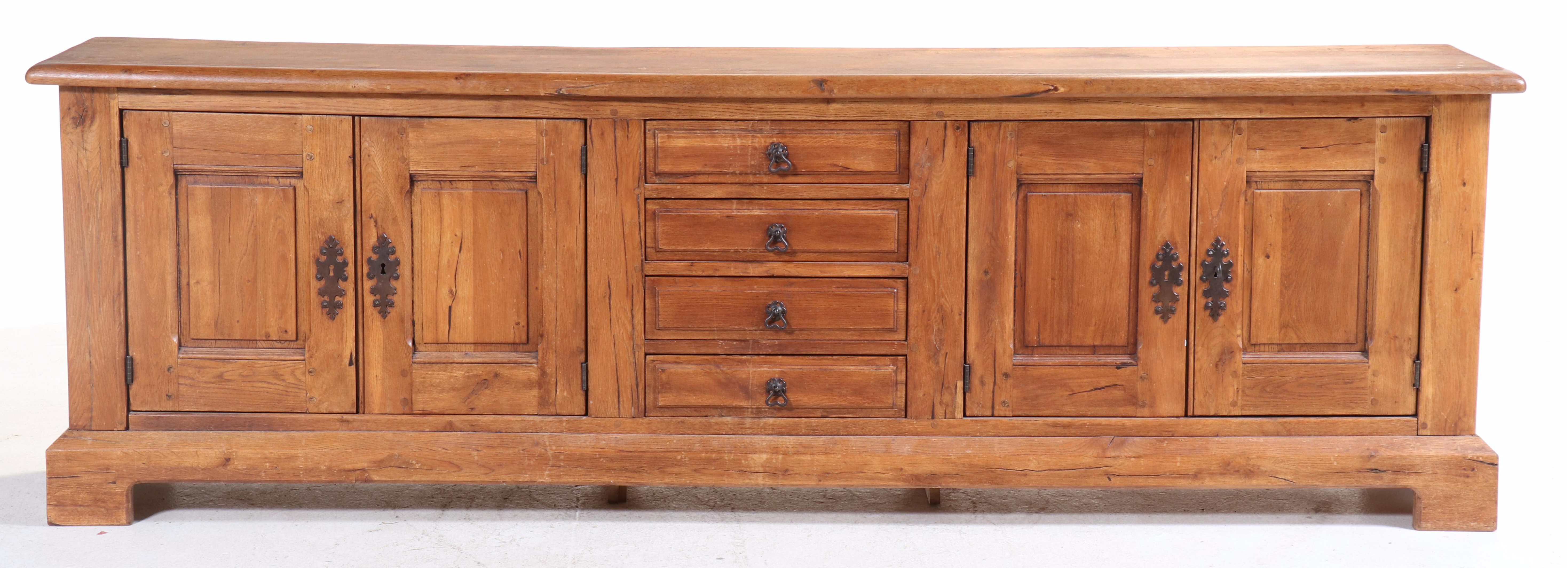 Large Spanish Colonial Style Quartersawn Oak Sideboard