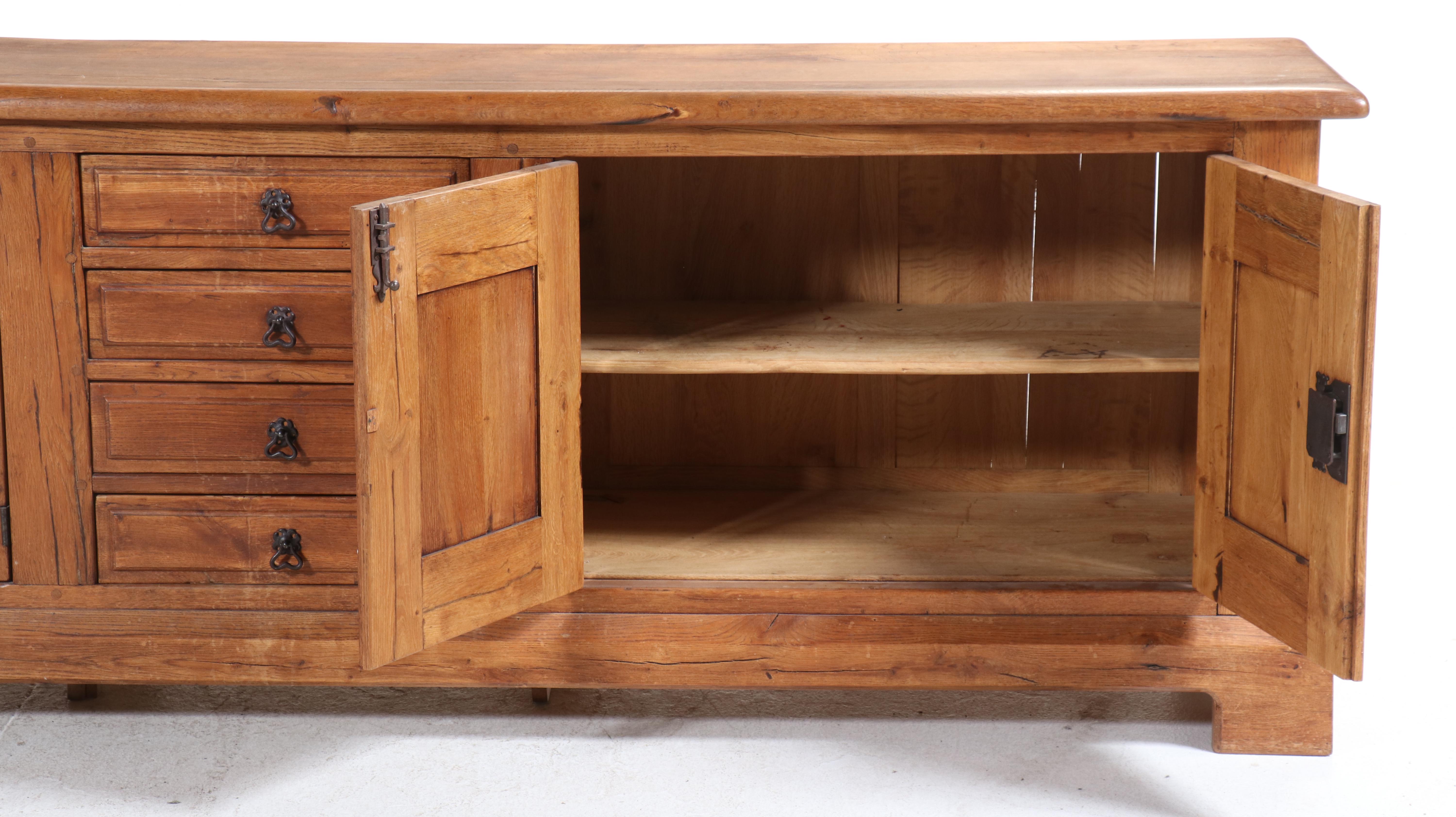 Large Spanish Colonial Style Quartersawn Oak Sideboard