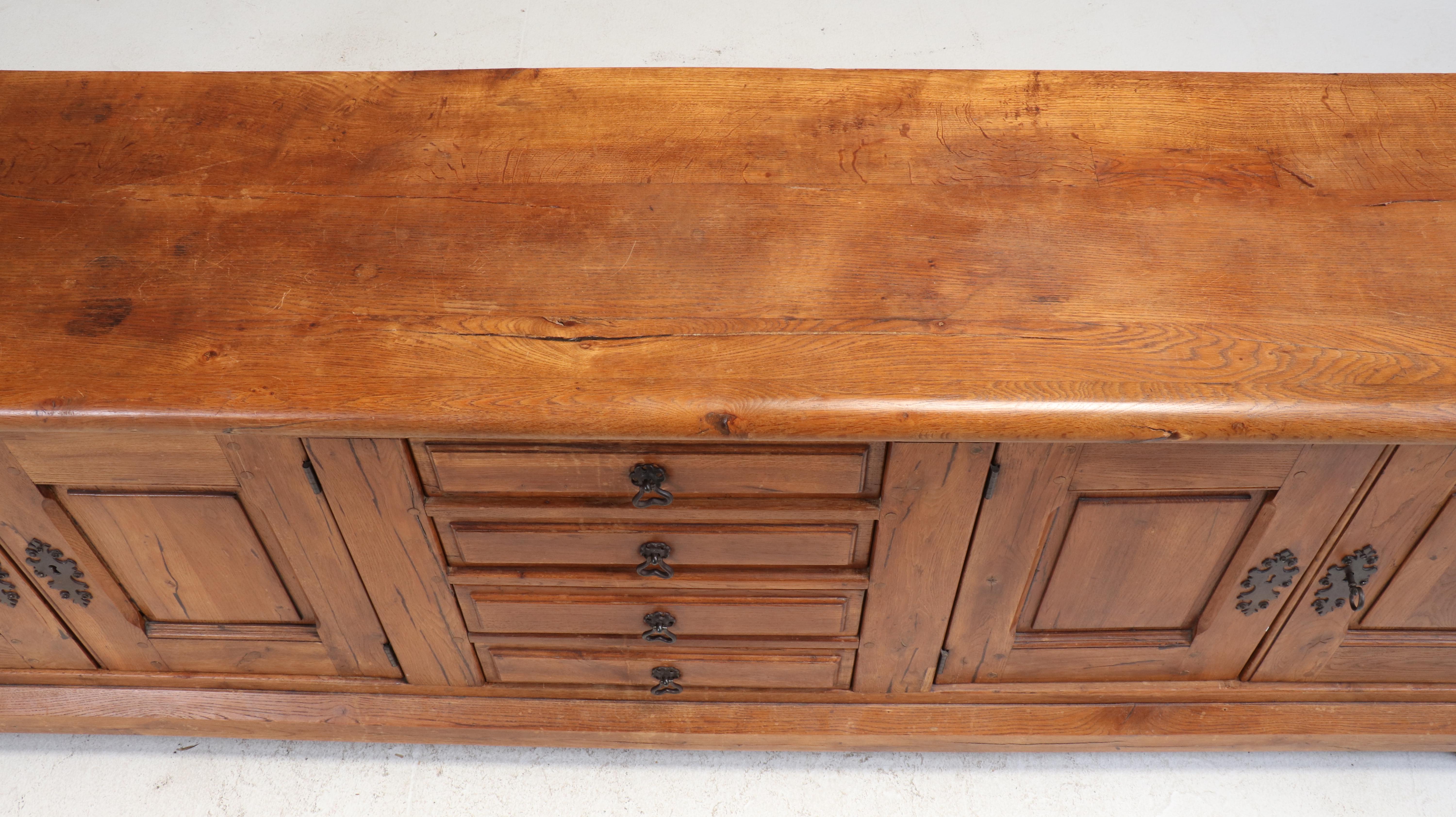 Large Spanish Colonial Style Quartersawn Oak Sideboard
