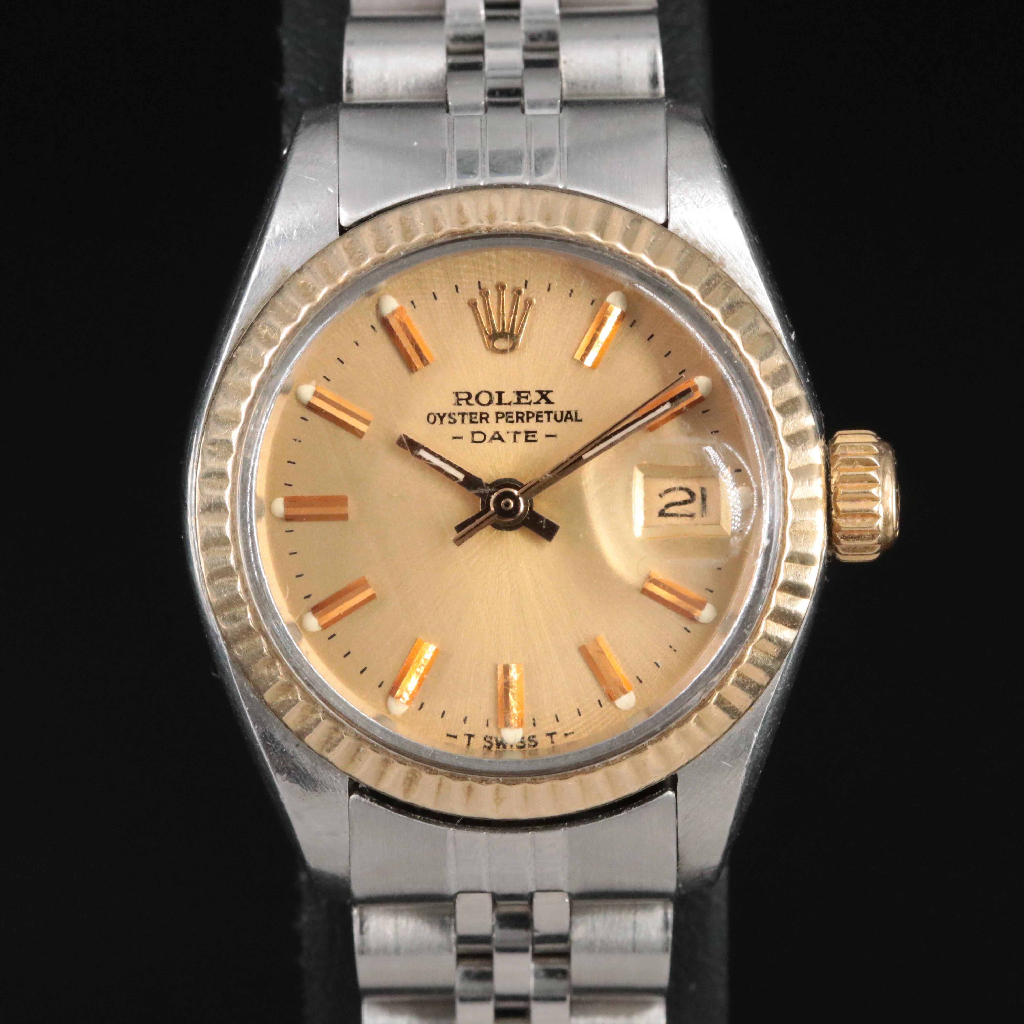 1979 Rolex 14K and Stainless Steel Custom Date Watch