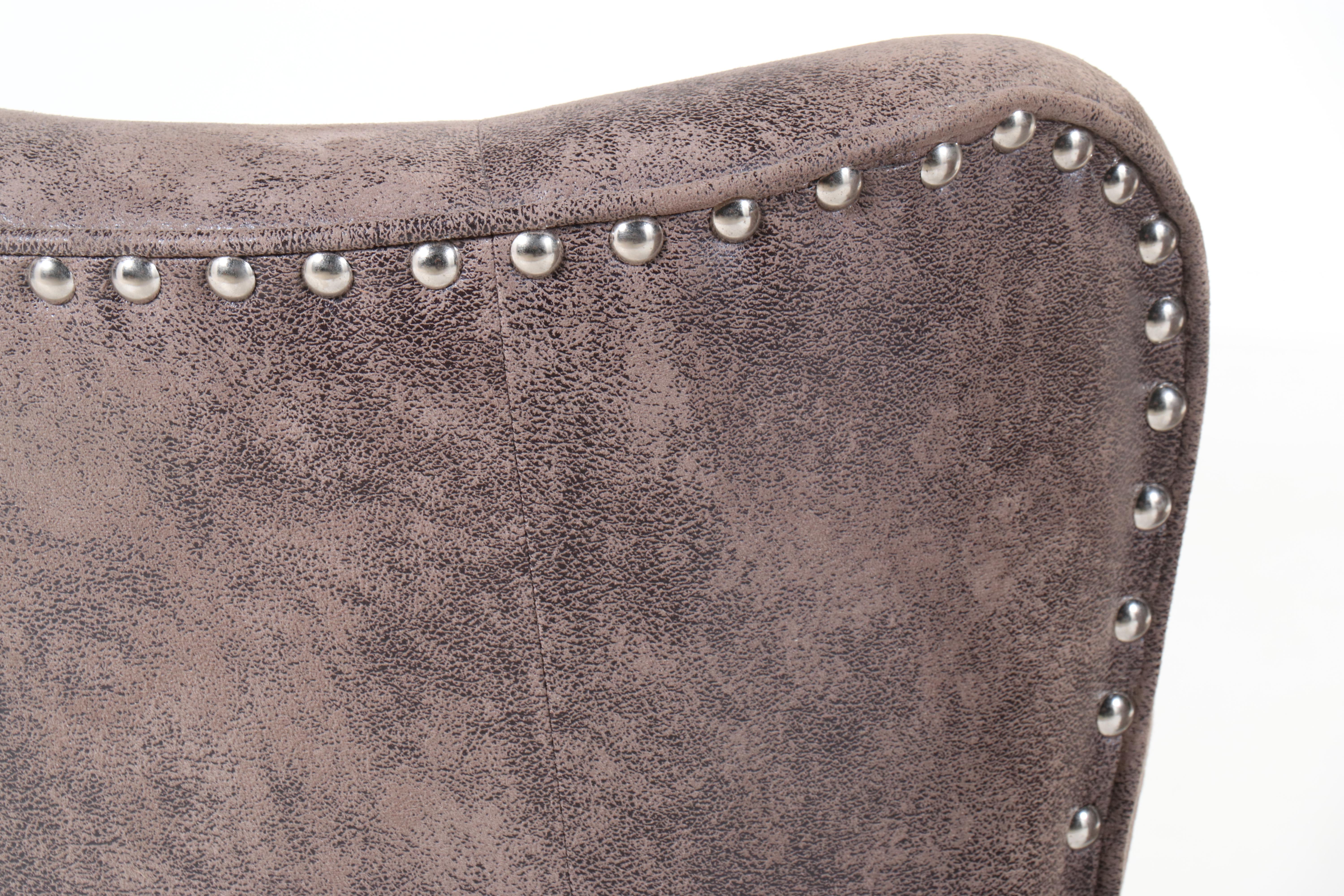 Pair of Noble House Home Furnishings Faux-Leather Wing Chairs with Nailheads