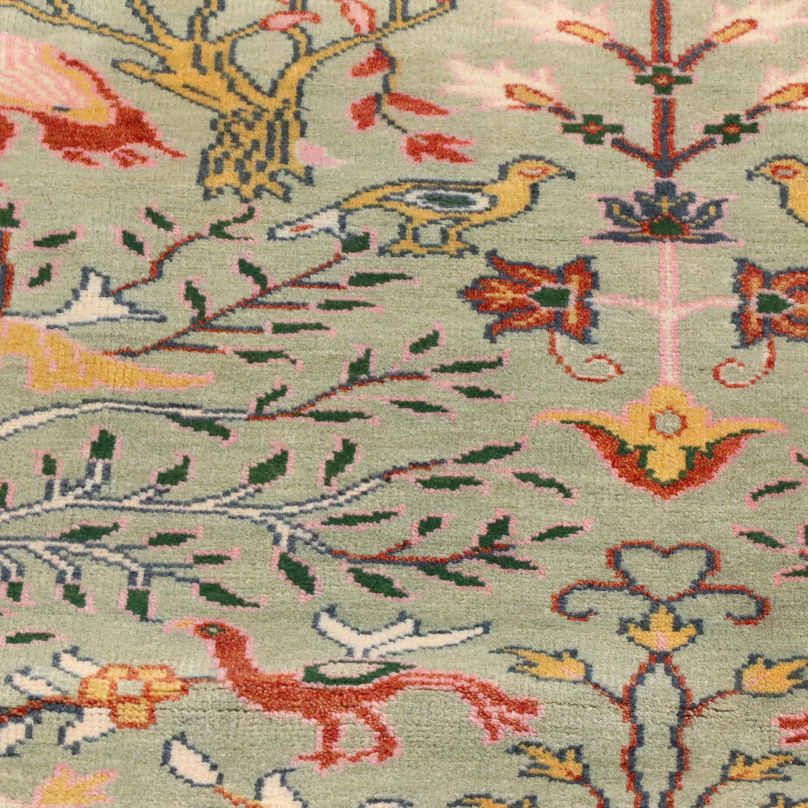 9'1 x 12'1 Hand-Knotted Indo-Persian Pictorial Room-Sized Rug