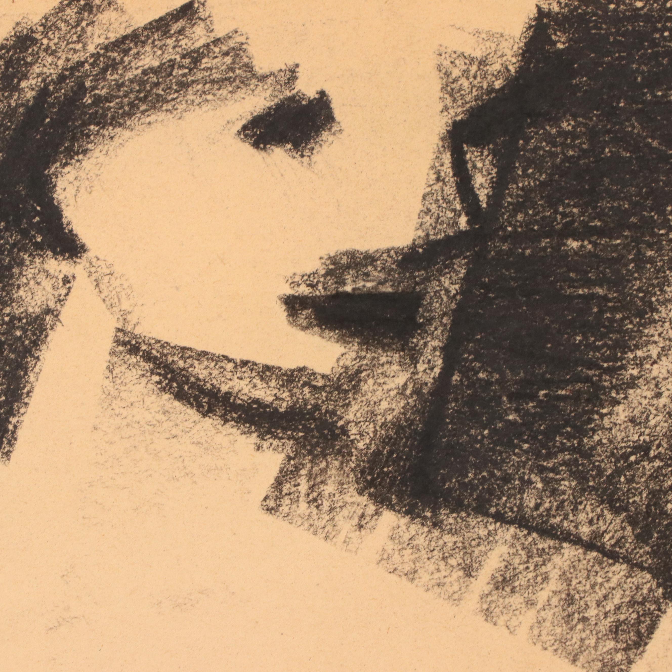 Jack Meanwell Figural Modern Oil Pastel Drawing, Late 20th Century