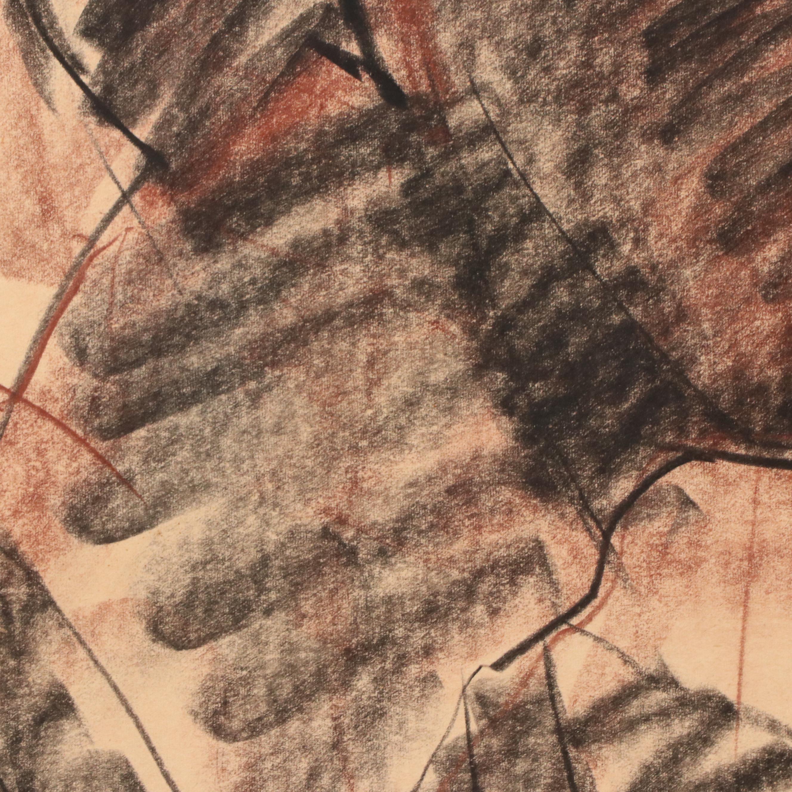 Jack Meanwell Modern Oil Pastel Portrait Drawing, Late 20th Century