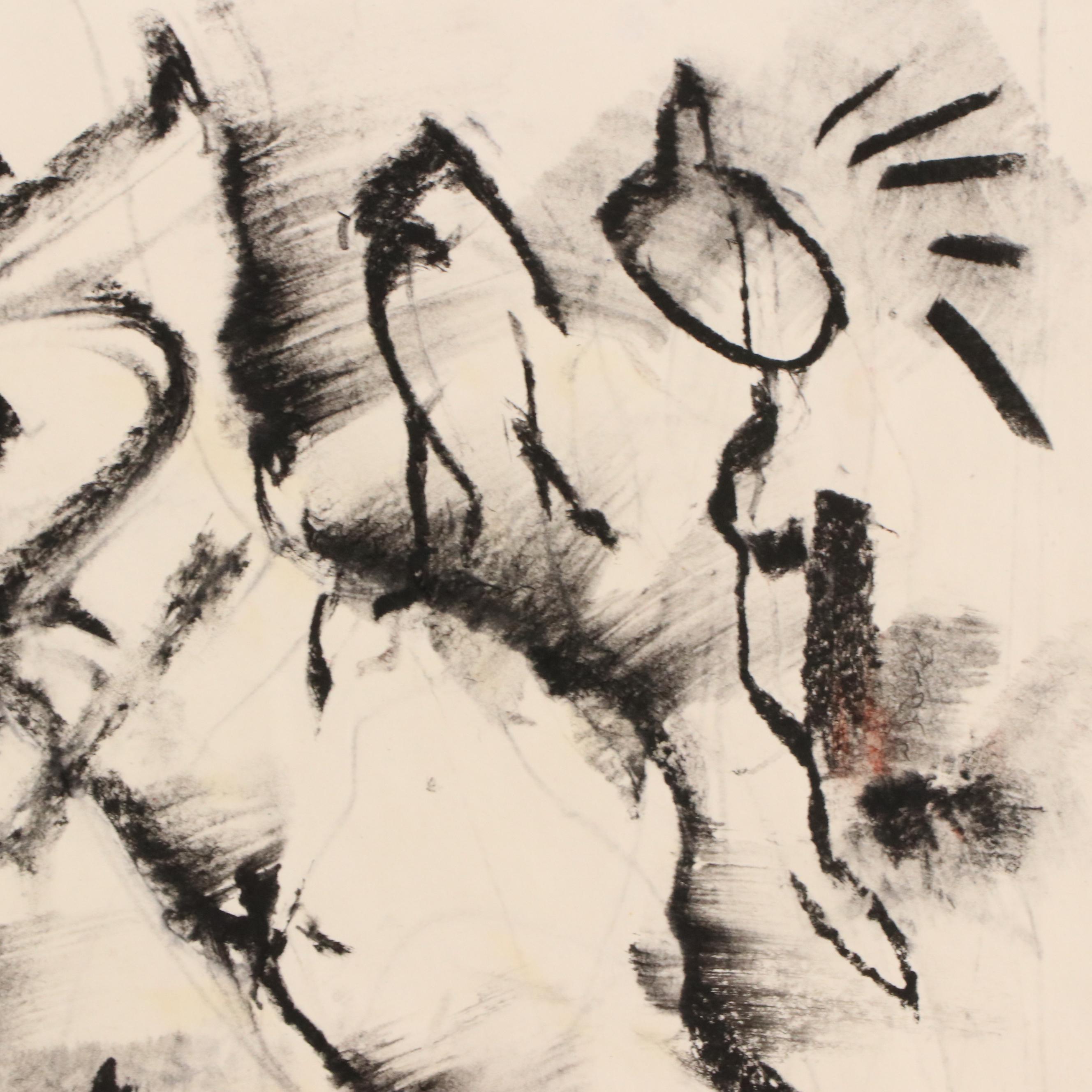 Jack Meanwell Gestural Charcoal Figure Study, 1984