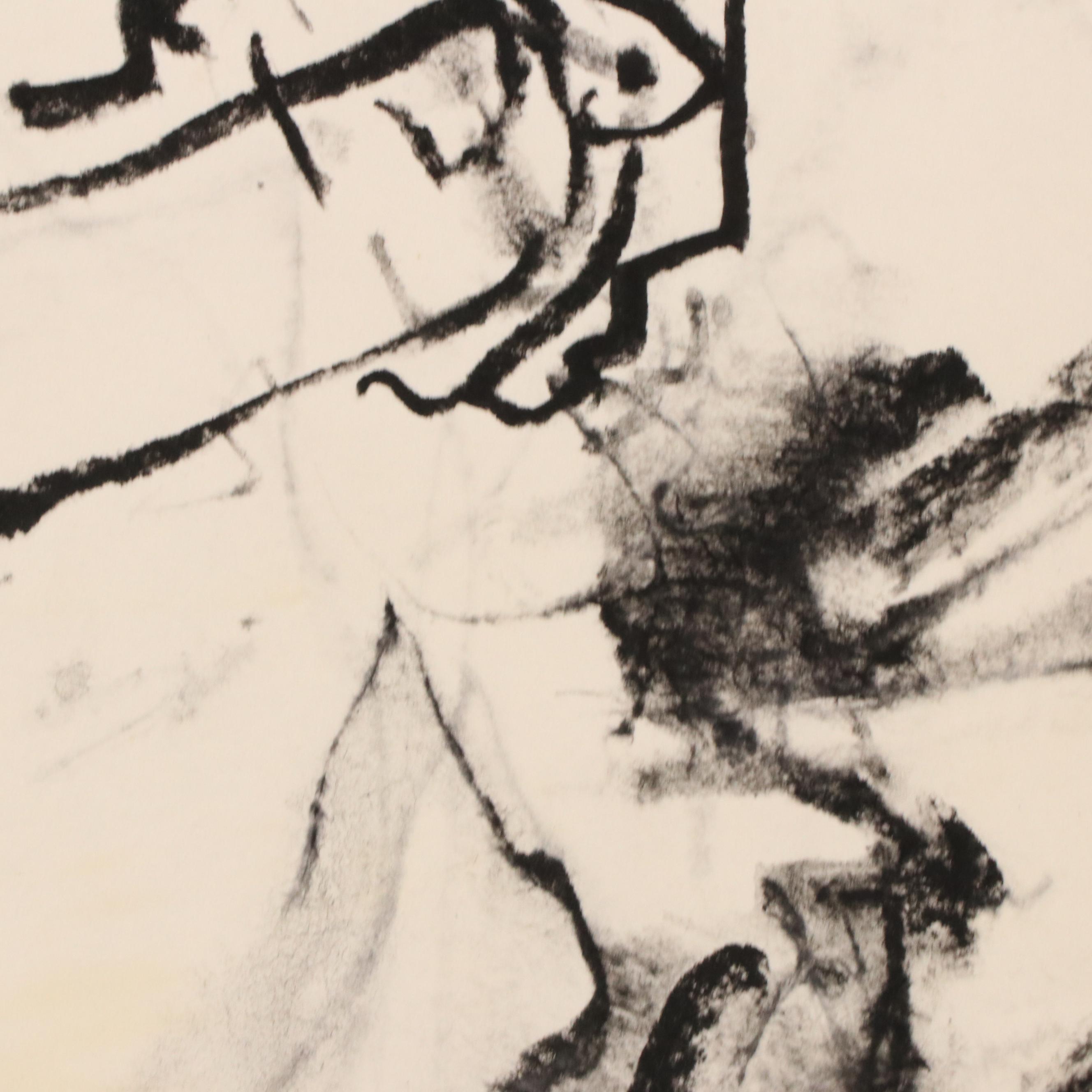 Jack Meanwell Gestural Charcoal Figure Study, 1984