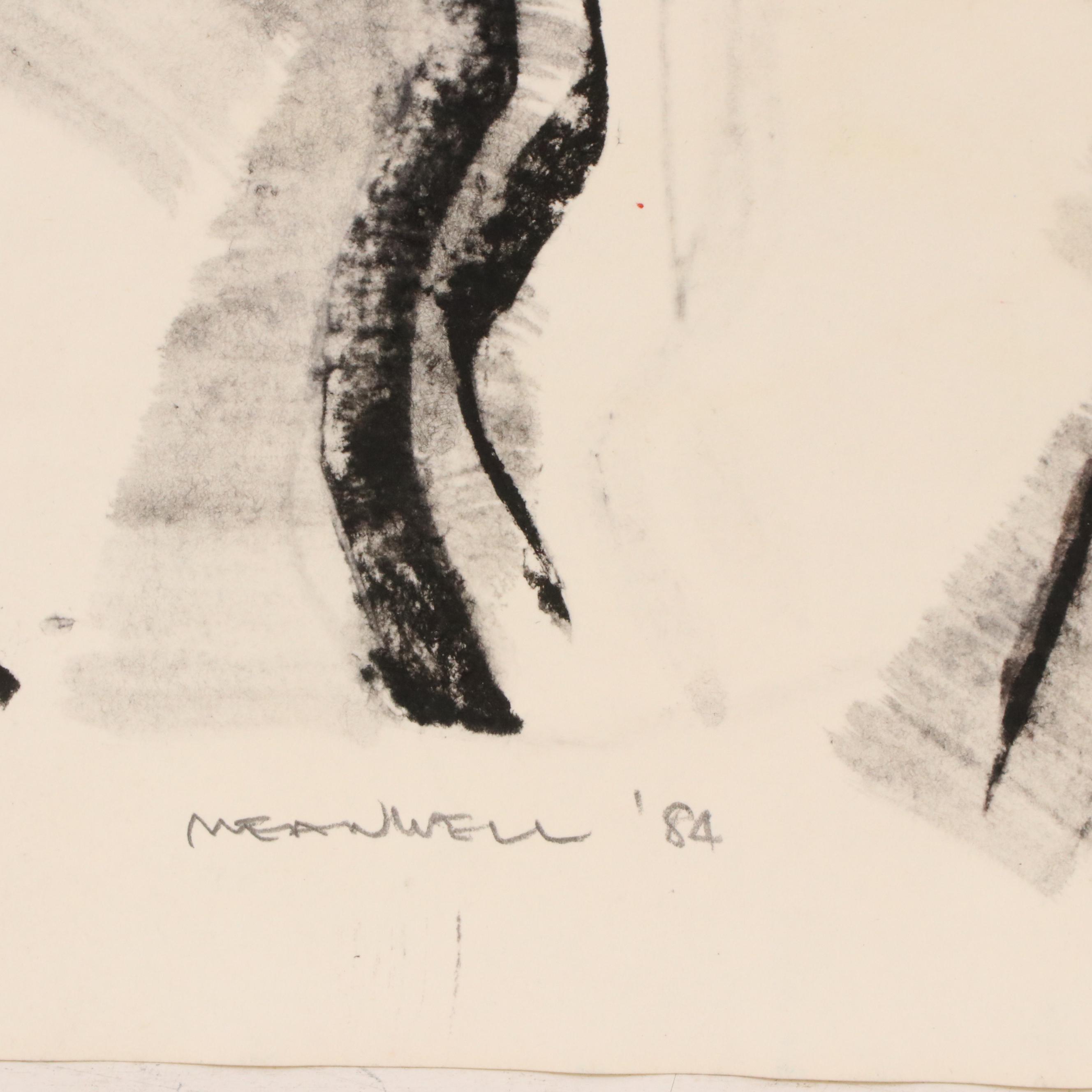 Jack Meanwell Gestural Charcoal Figure Study, 1984