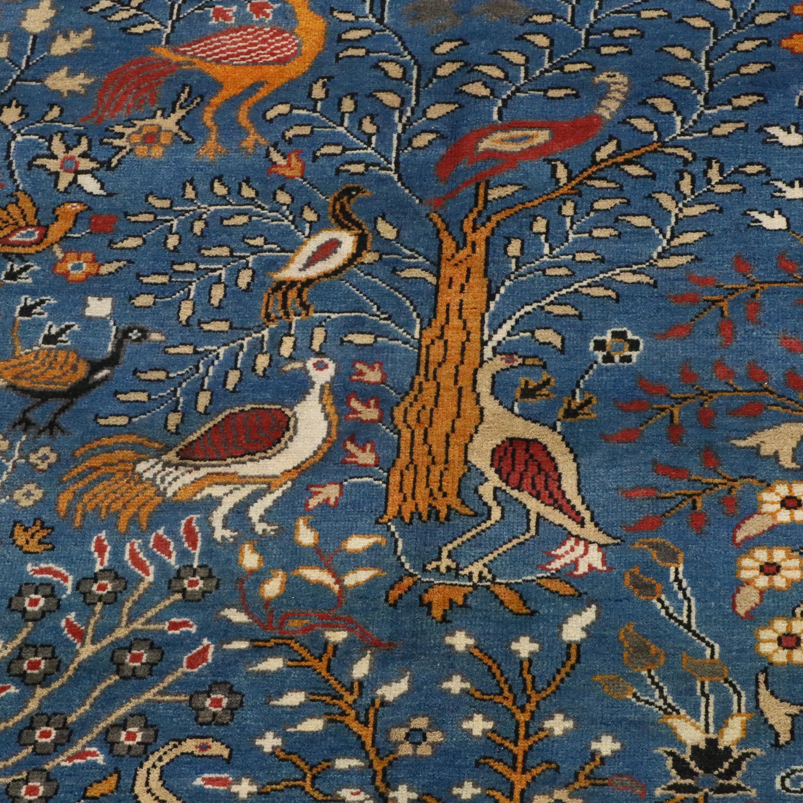 9'9 x 14' Hand-Knotted Indo-Persian Pictorial Room-Sized Rug