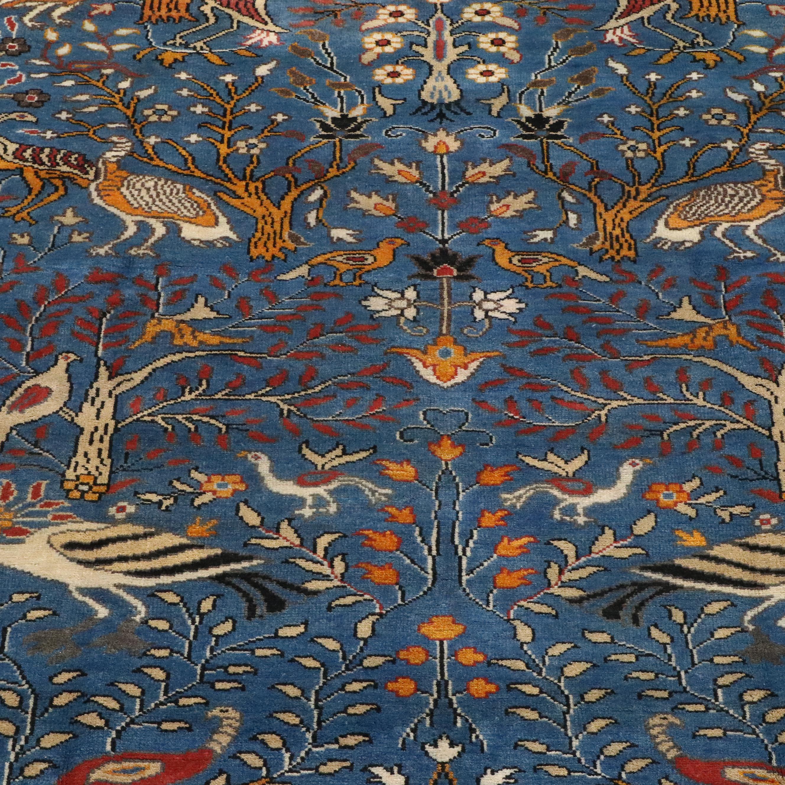 9'9 x 14' Hand-Knotted Indo-Persian Pictorial Room-Sized Rug