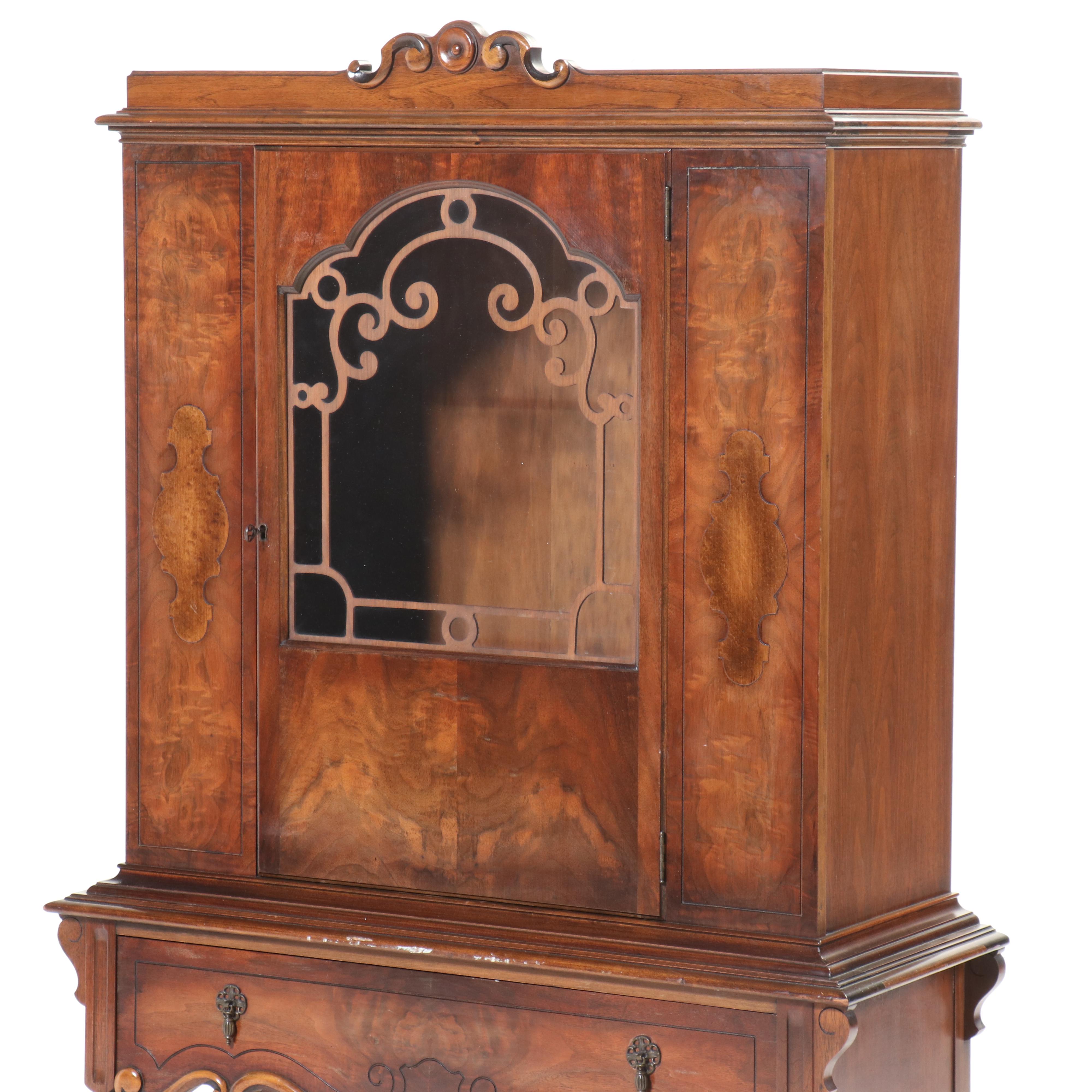 Excel Mfg. Co. Jacobean Revival Walnut China Cabinet, circa 1930