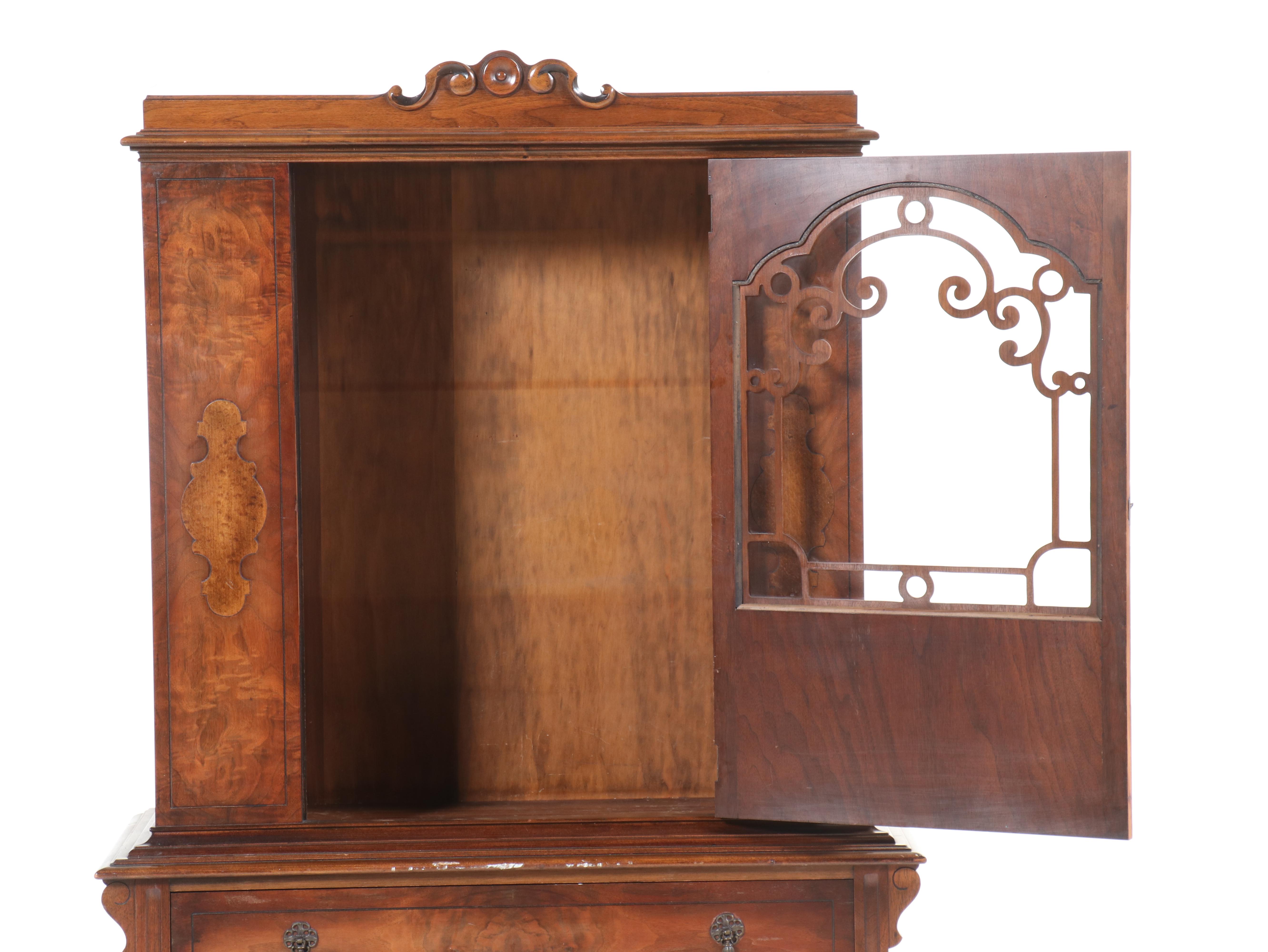 Excel Mfg. Co. Jacobean Revival Walnut China Cabinet, circa 1930