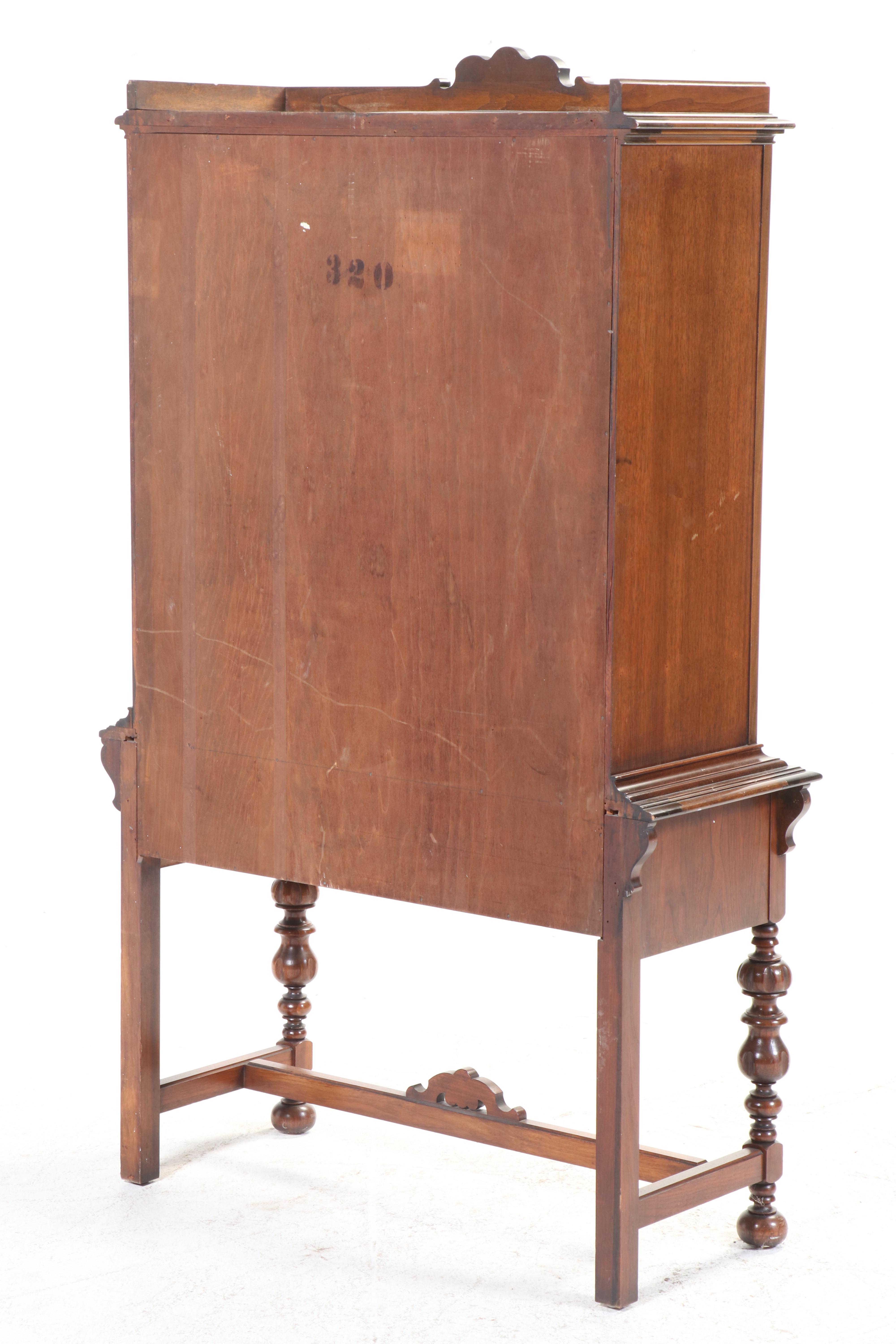 Excel Mfg. Co. Jacobean Revival Walnut China Cabinet, circa 1930