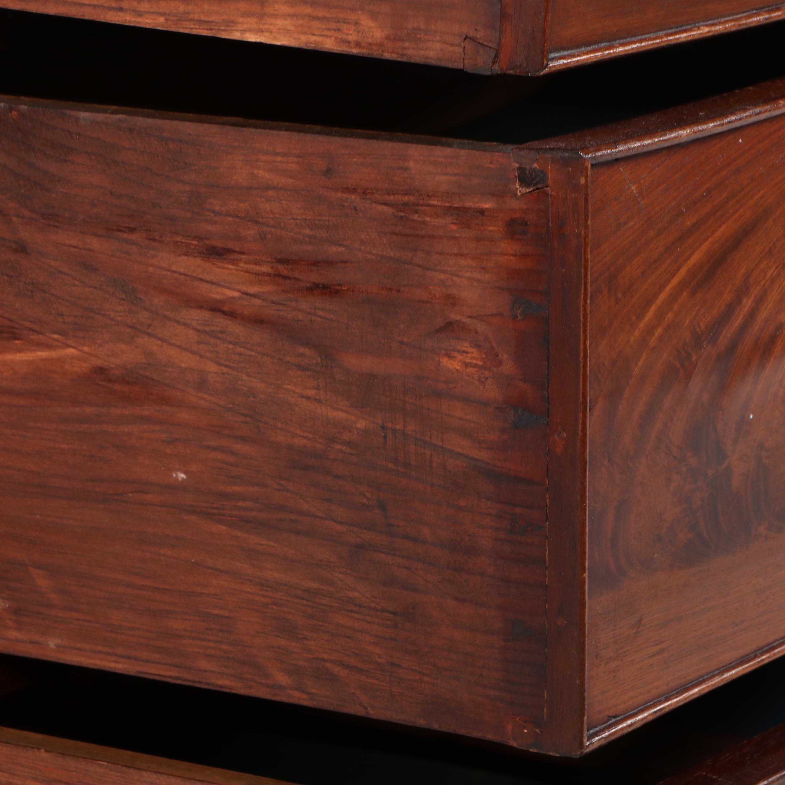 George III Flame Mahogany Five-Drawer Bowfront Chest, Circa 1800