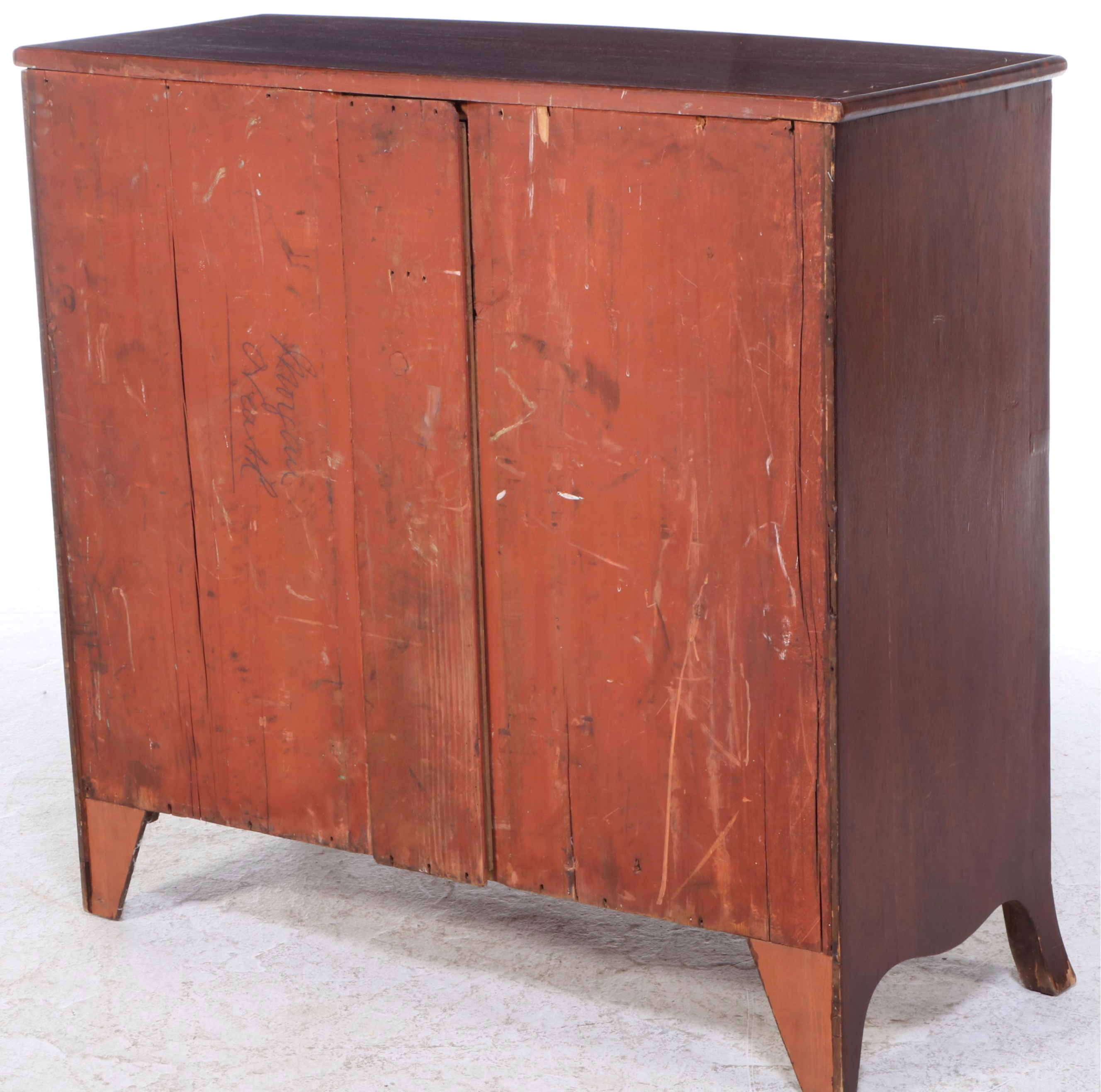 George III Flame Mahogany Five-Drawer Bowfront Chest, Circa 1800