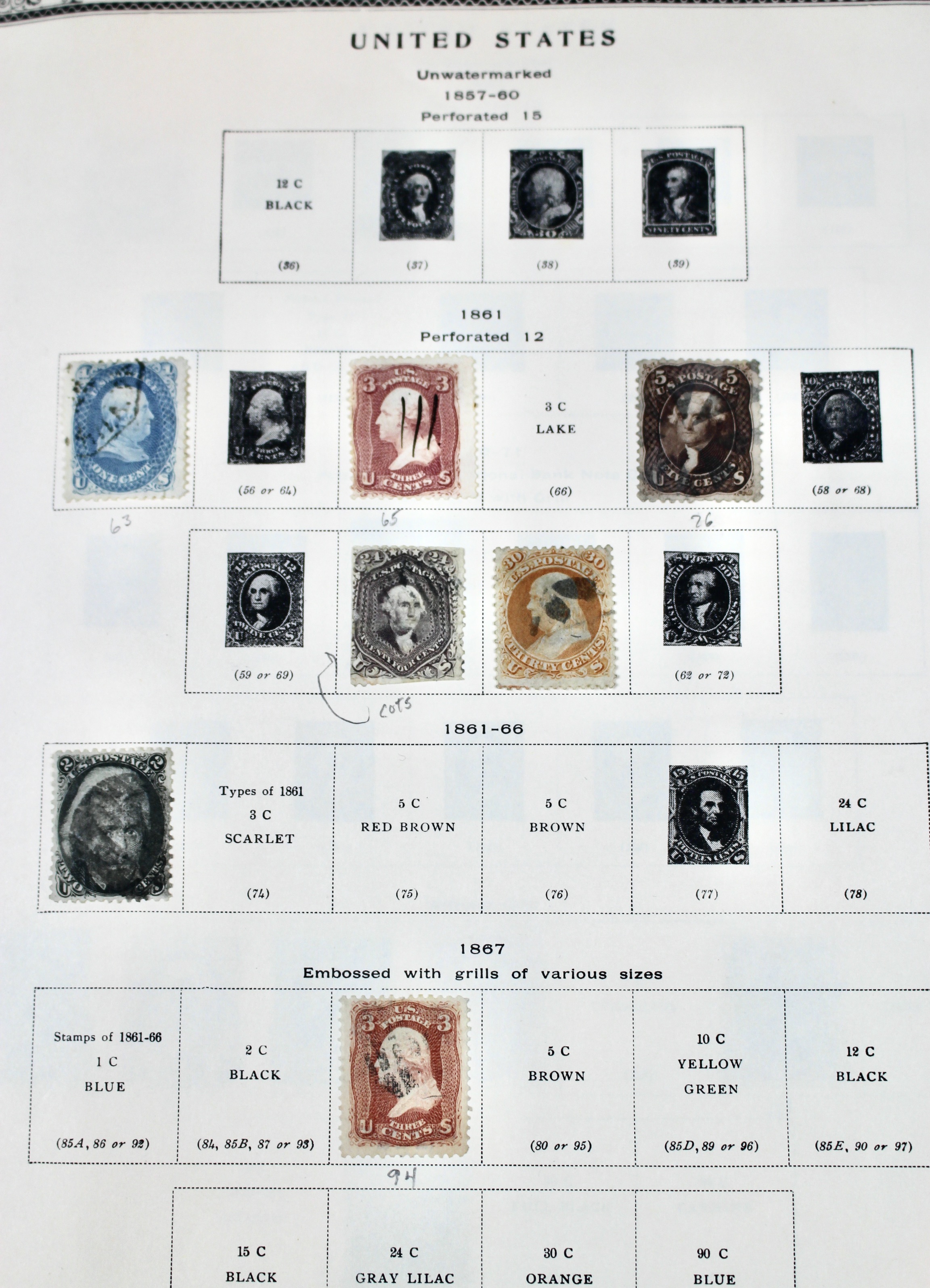 Early U.S. Postage Stamp Collection, 1851 to 1904