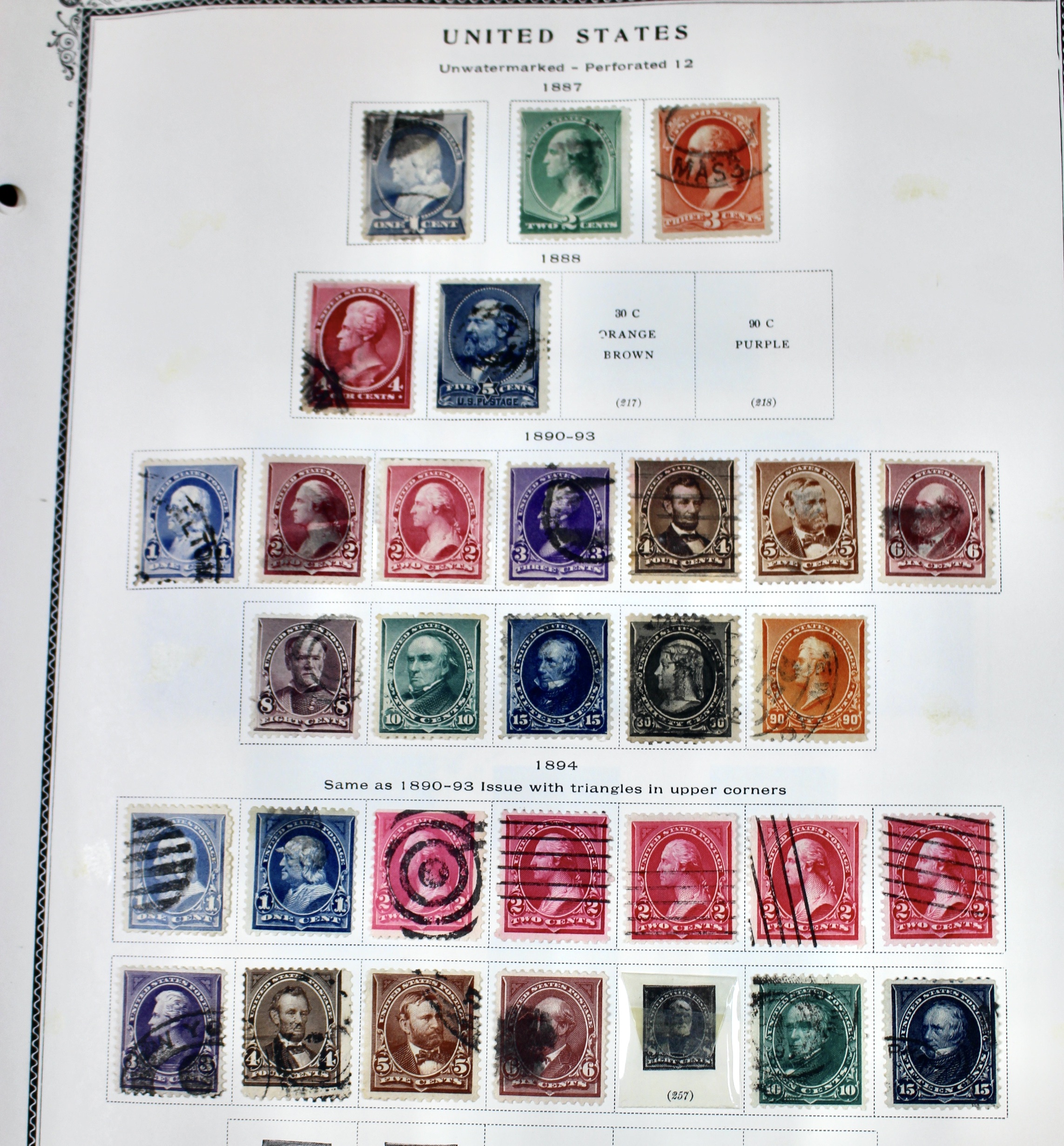 Early U.S. Postage Stamp Collection, 1851 to 1904