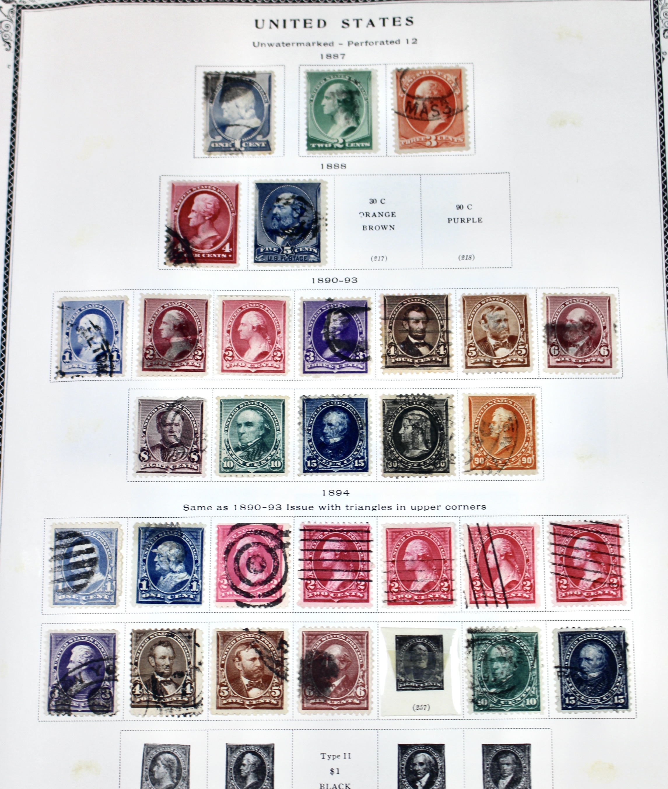 Early U.S. Postage Stamp Collection, 1851 to 1904