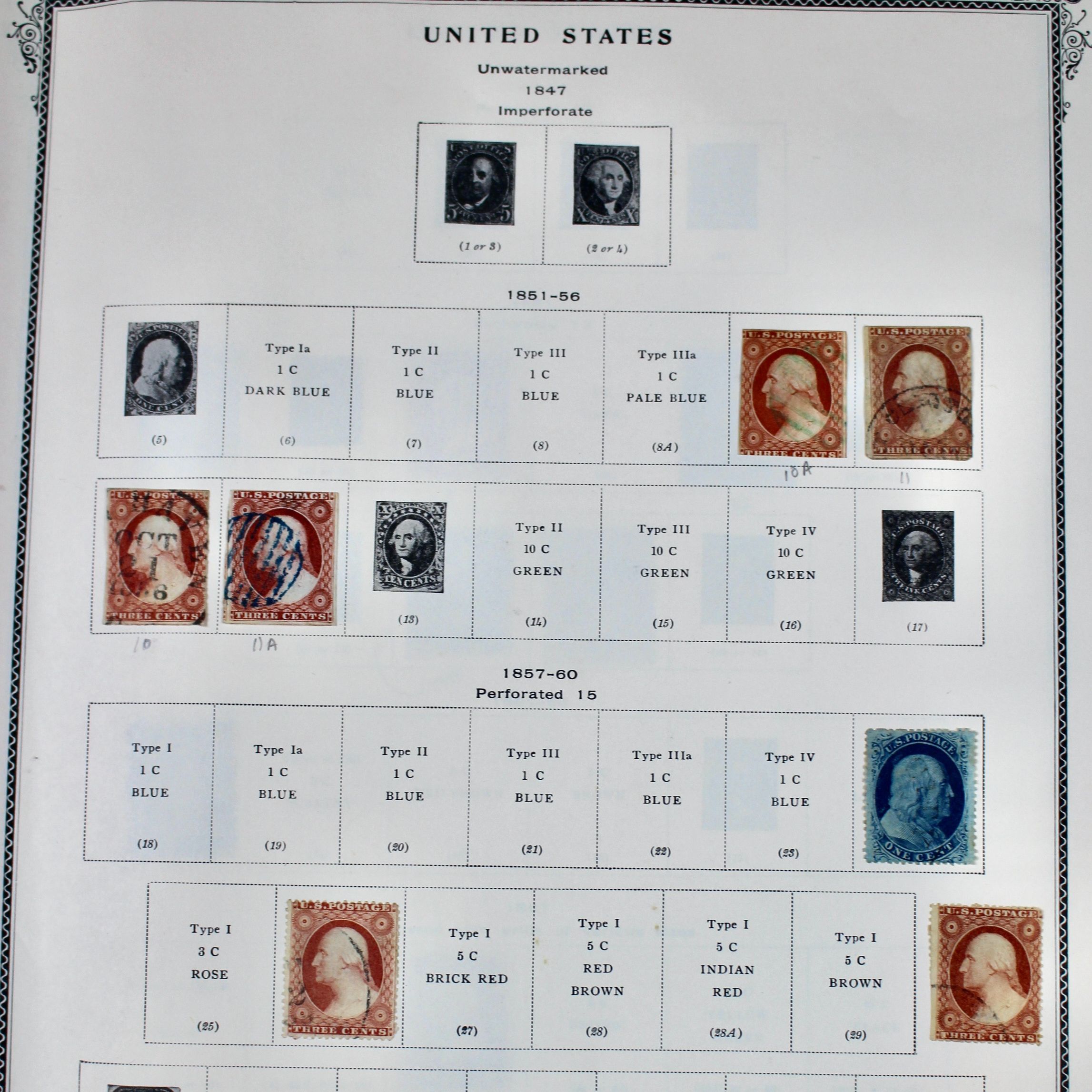 Early U.S. Postage Stamp Collection, 1851 to 1904