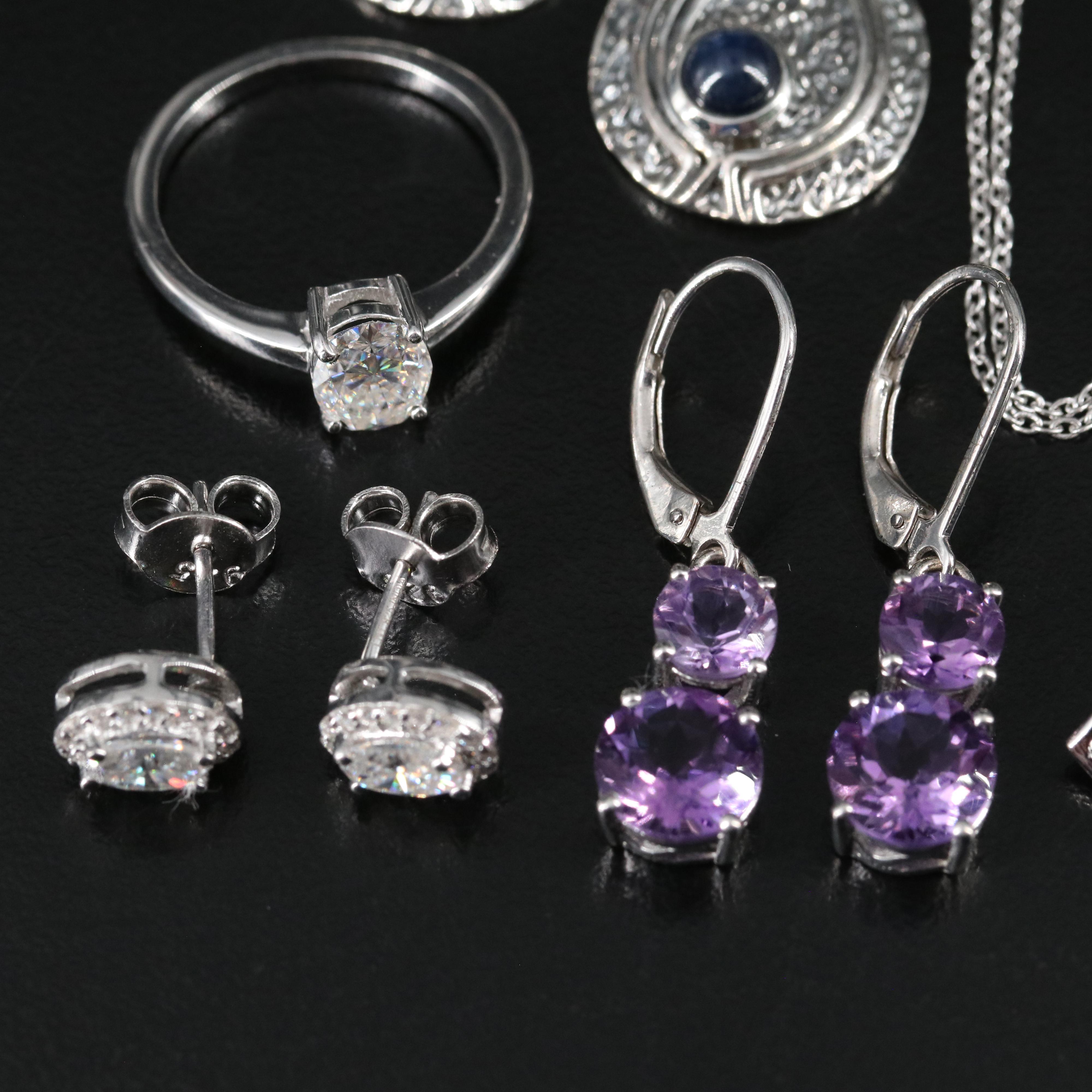 14 Assorted Sterling Silver Rings, Necklaces, Earrings, and Pendants