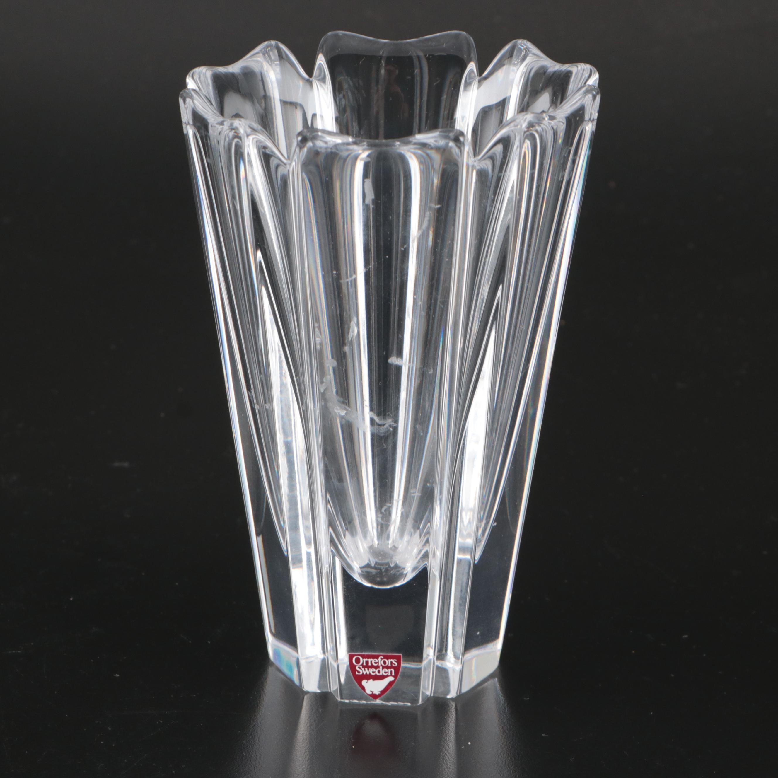 Gorham Sterling Spoon with Orrefors Crystal Vase and Other Tableware