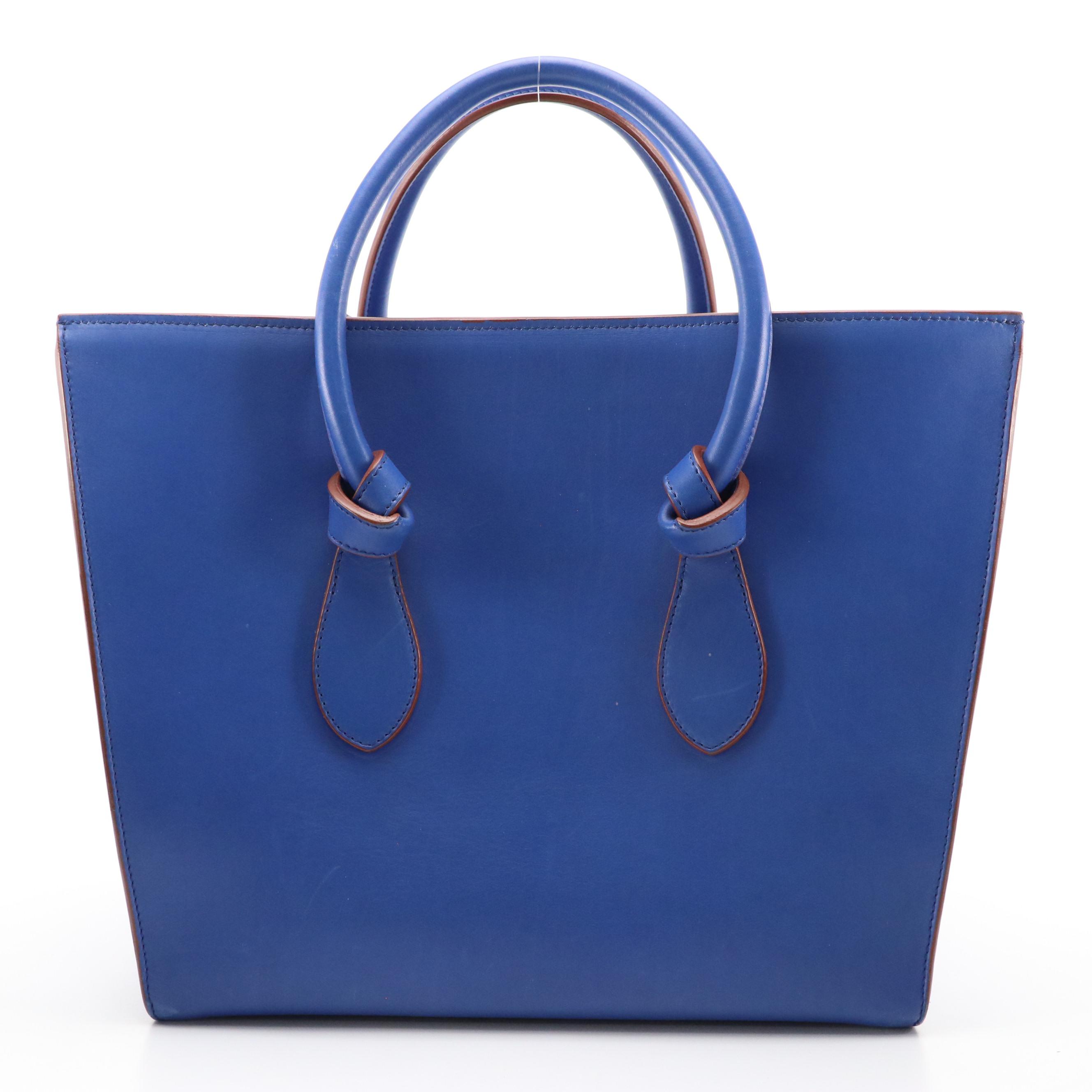 Céline Large Tie Tote in Cobalt Blue Calfskin Leather