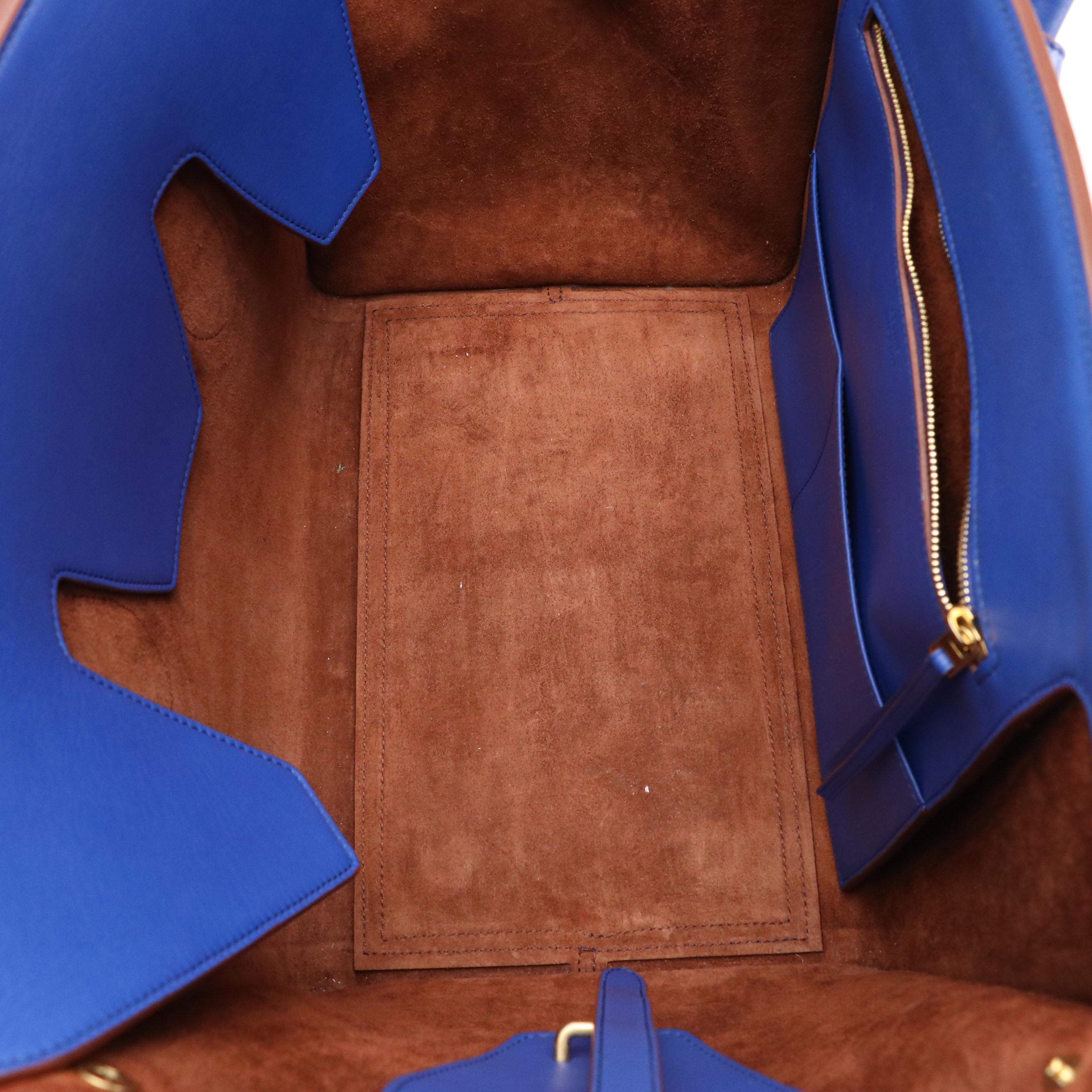 Céline Large Tie Tote in Cobalt Blue Calfskin Leather