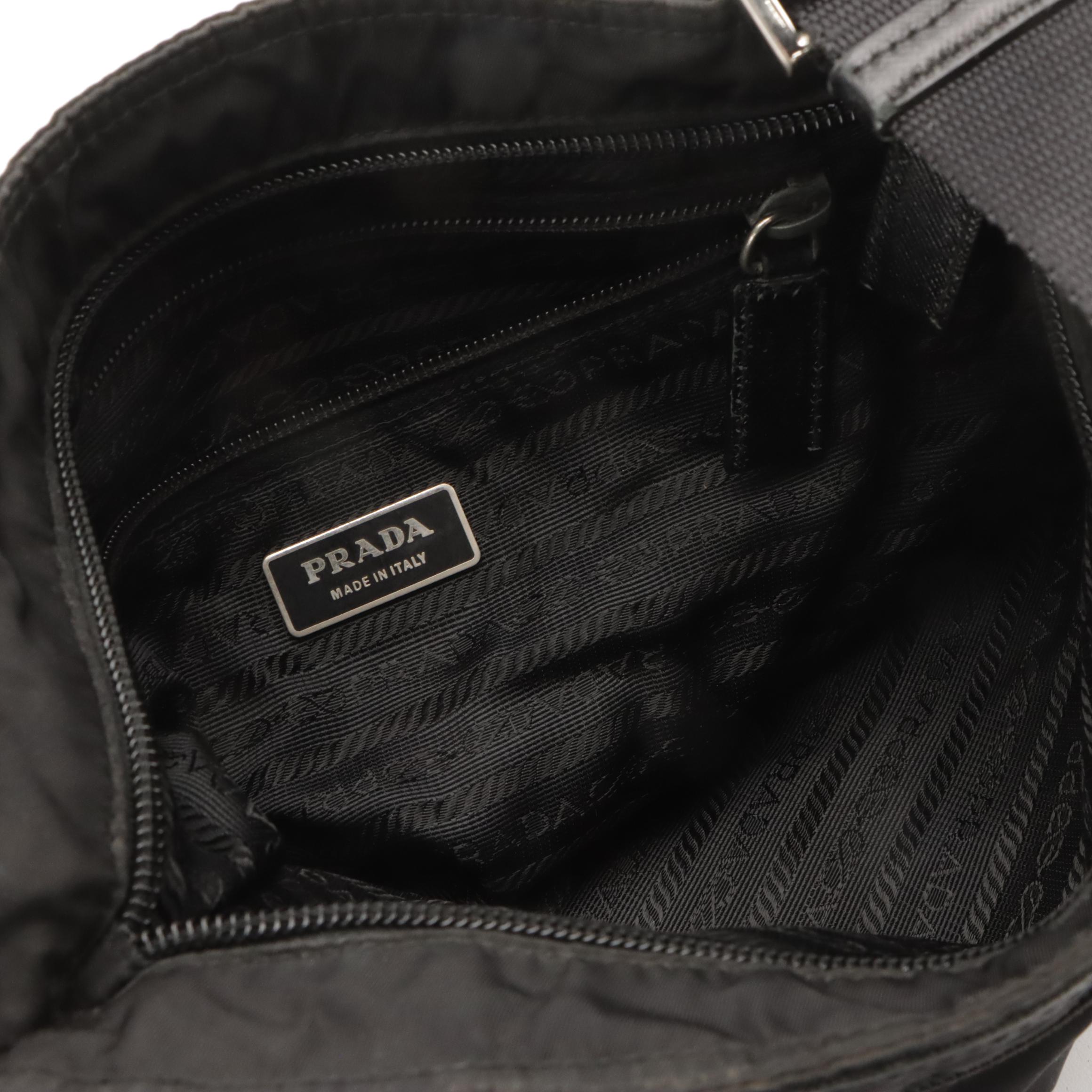 Prada Zippered Crossbody Messenger Bag in Black Tessuto Nylon