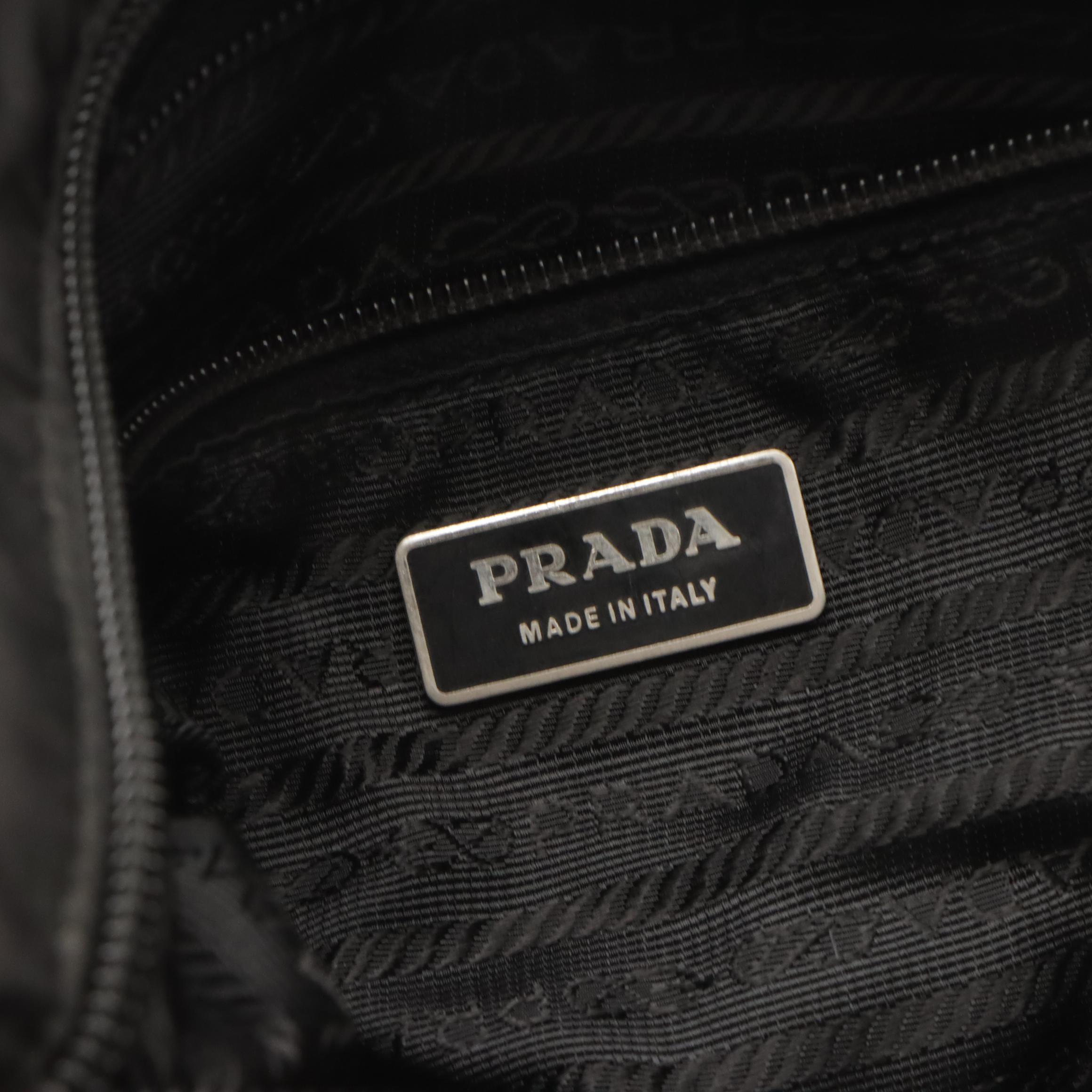 Prada Zippered Crossbody Messenger Bag in Black Tessuto Nylon