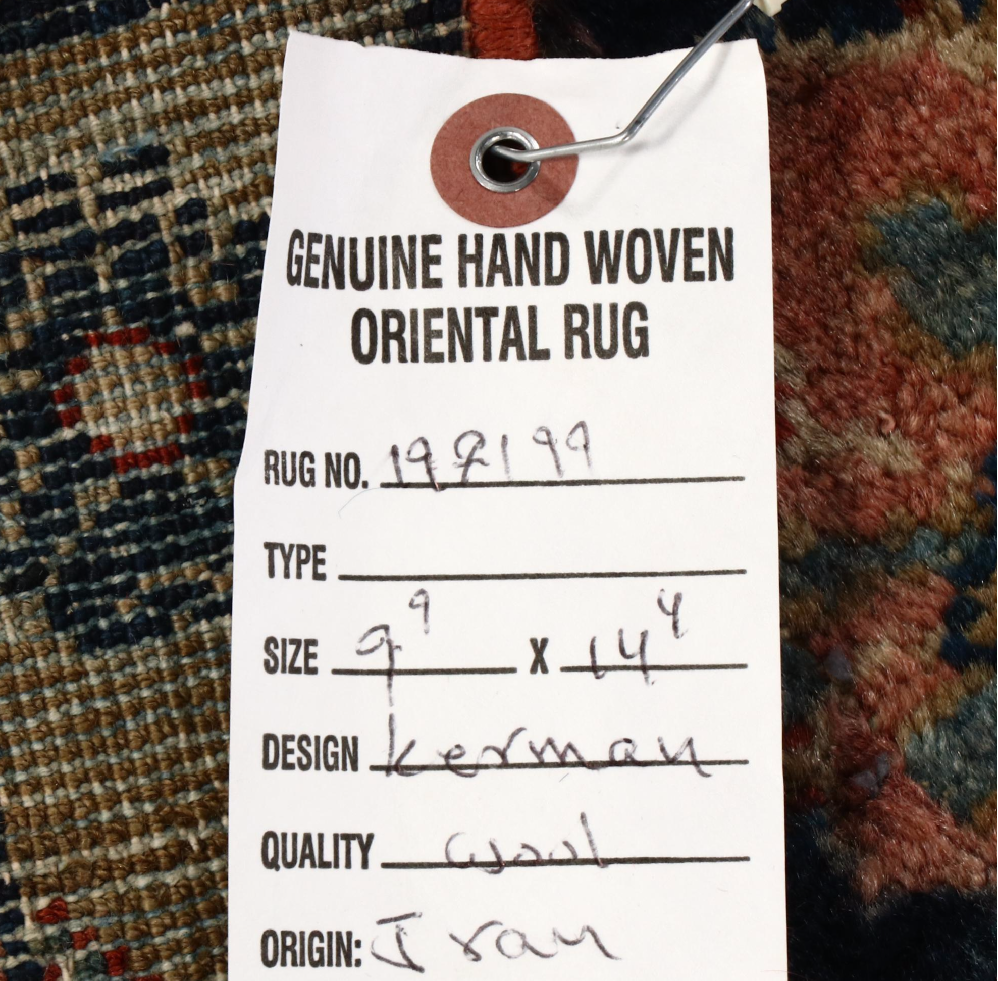 9'10 x 14'8 Hand-Knotted Persian Kerman Room Sized Rug