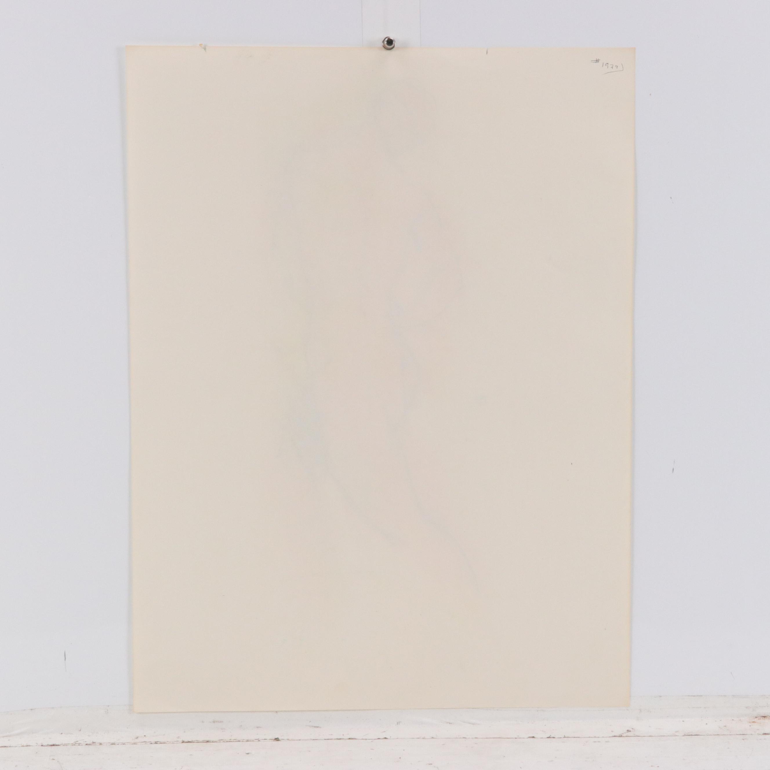 Jack Meanwell Oil Pastel Drawing of Nude Figure, 1979