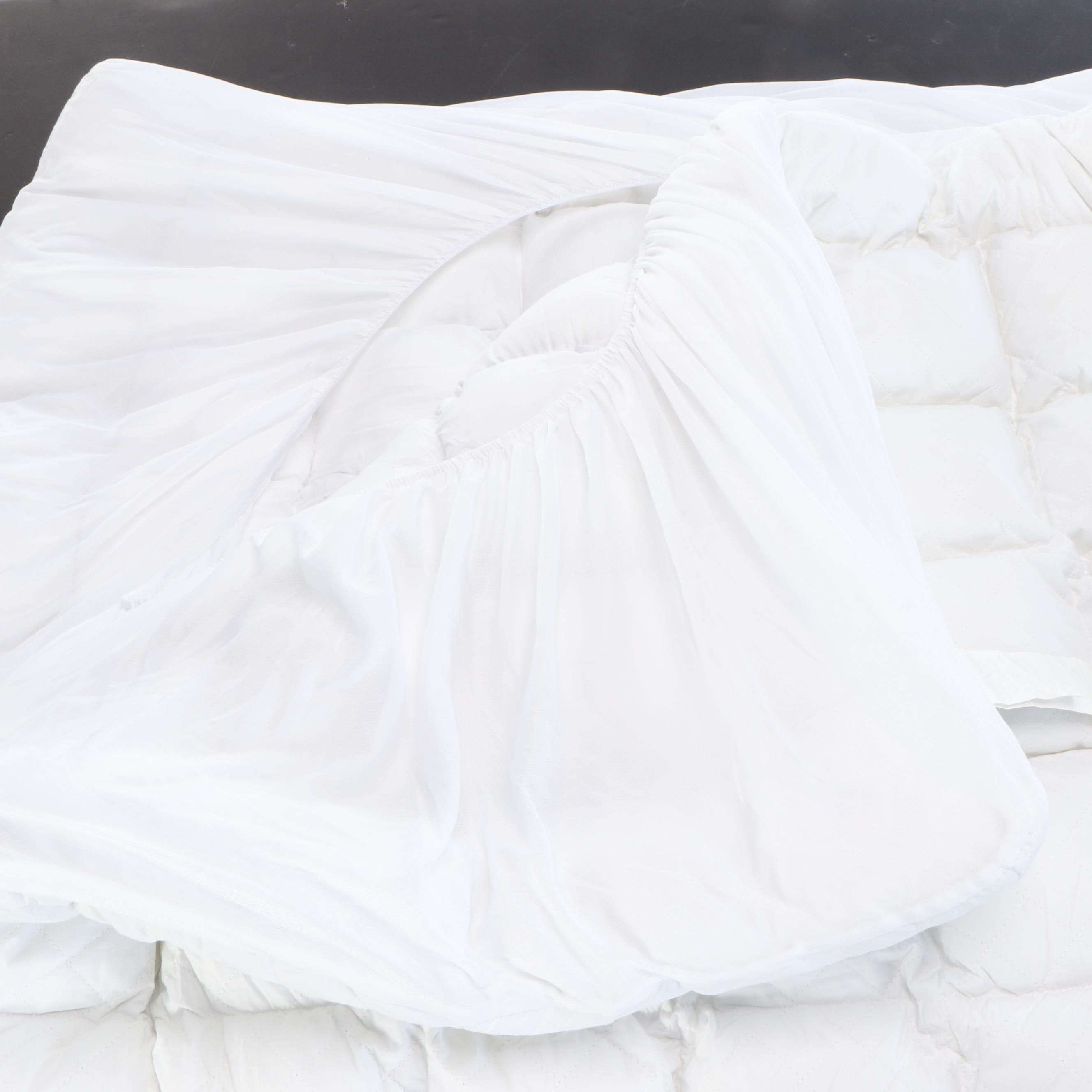 Two King Size Quilted Feather Bed Mattress Covers