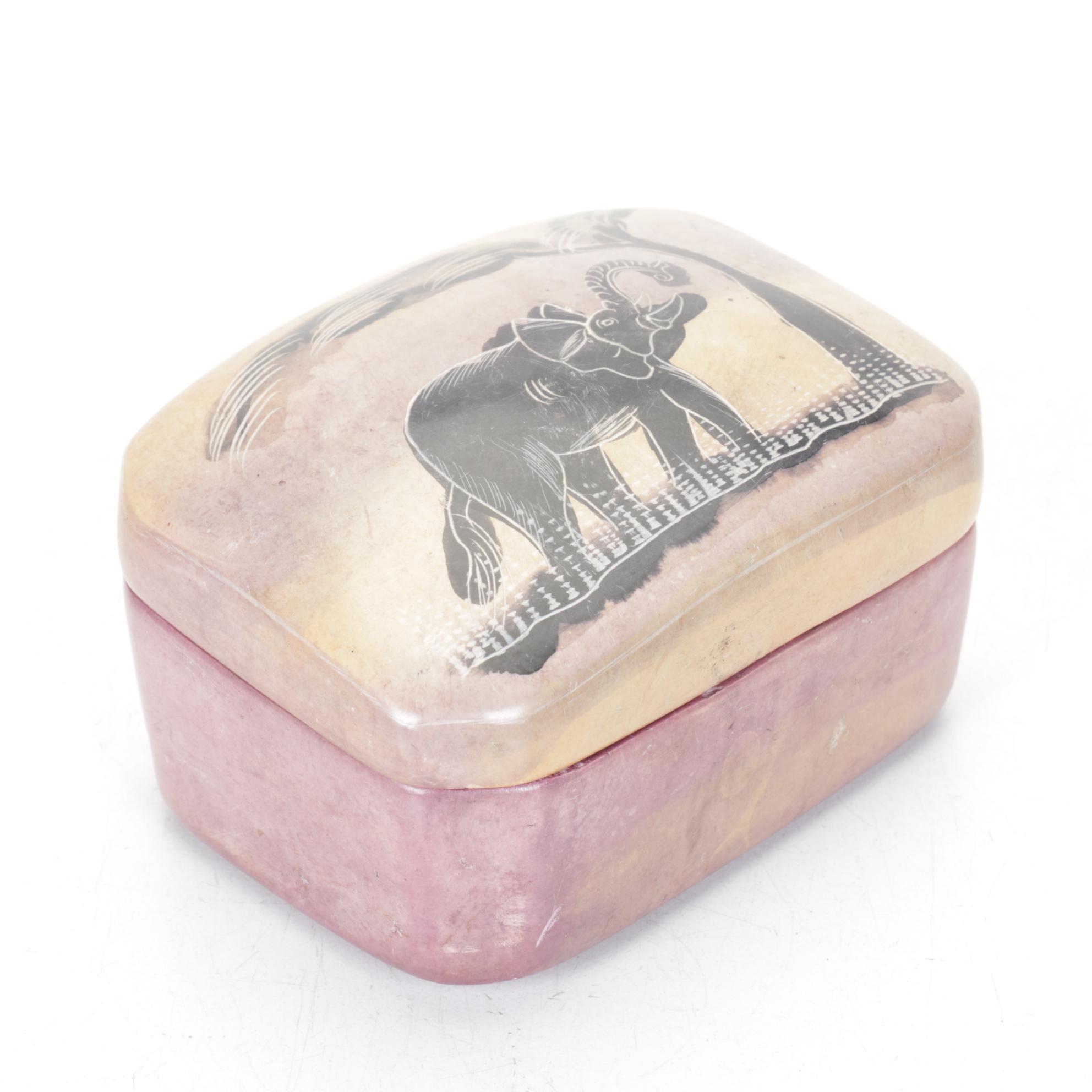 Ceramic Mini Tagine, Vases and Kenyan Carved Soapstone Box