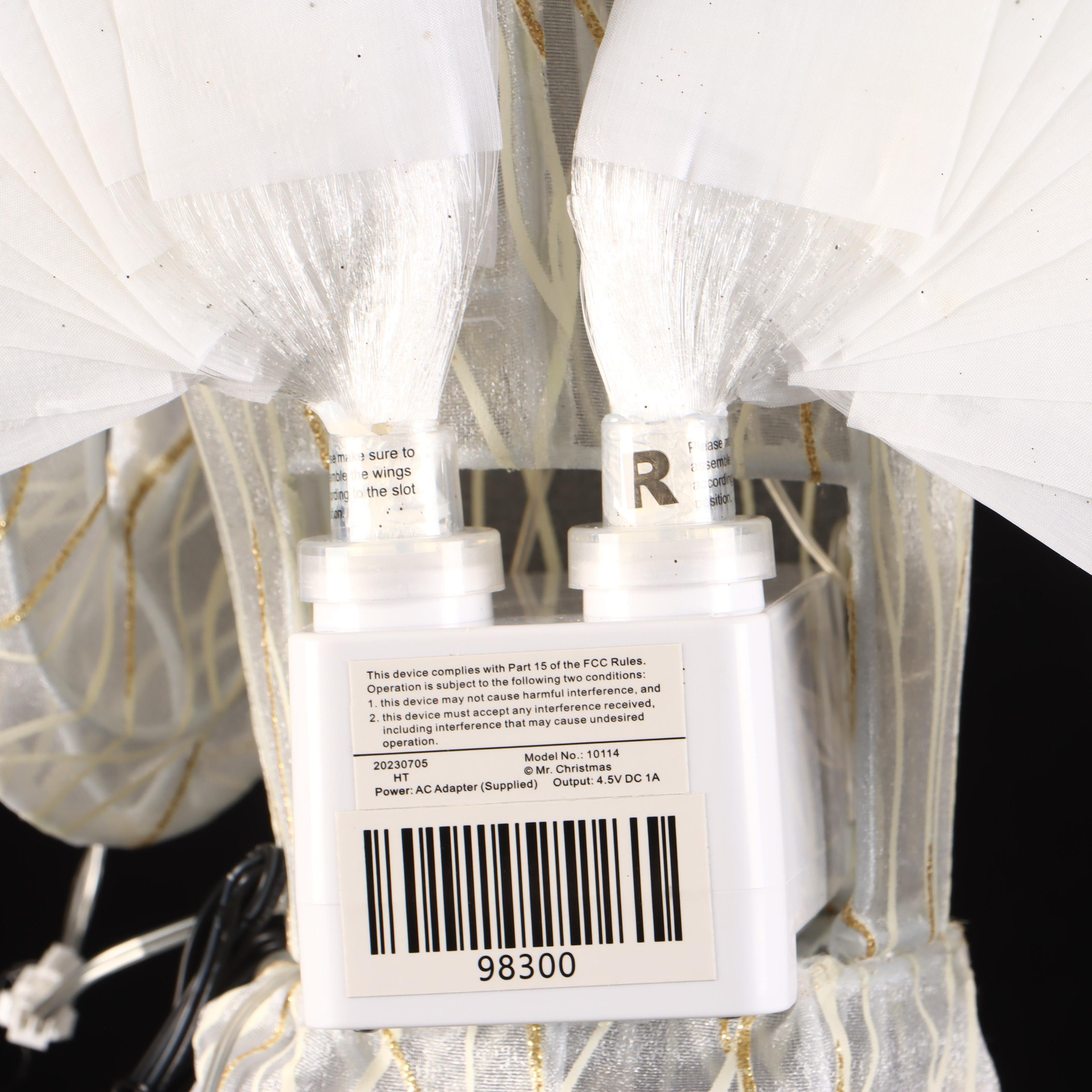 Mr. Christmas Animatronic Outdoor Angel and Colored Lightbulb Wreath