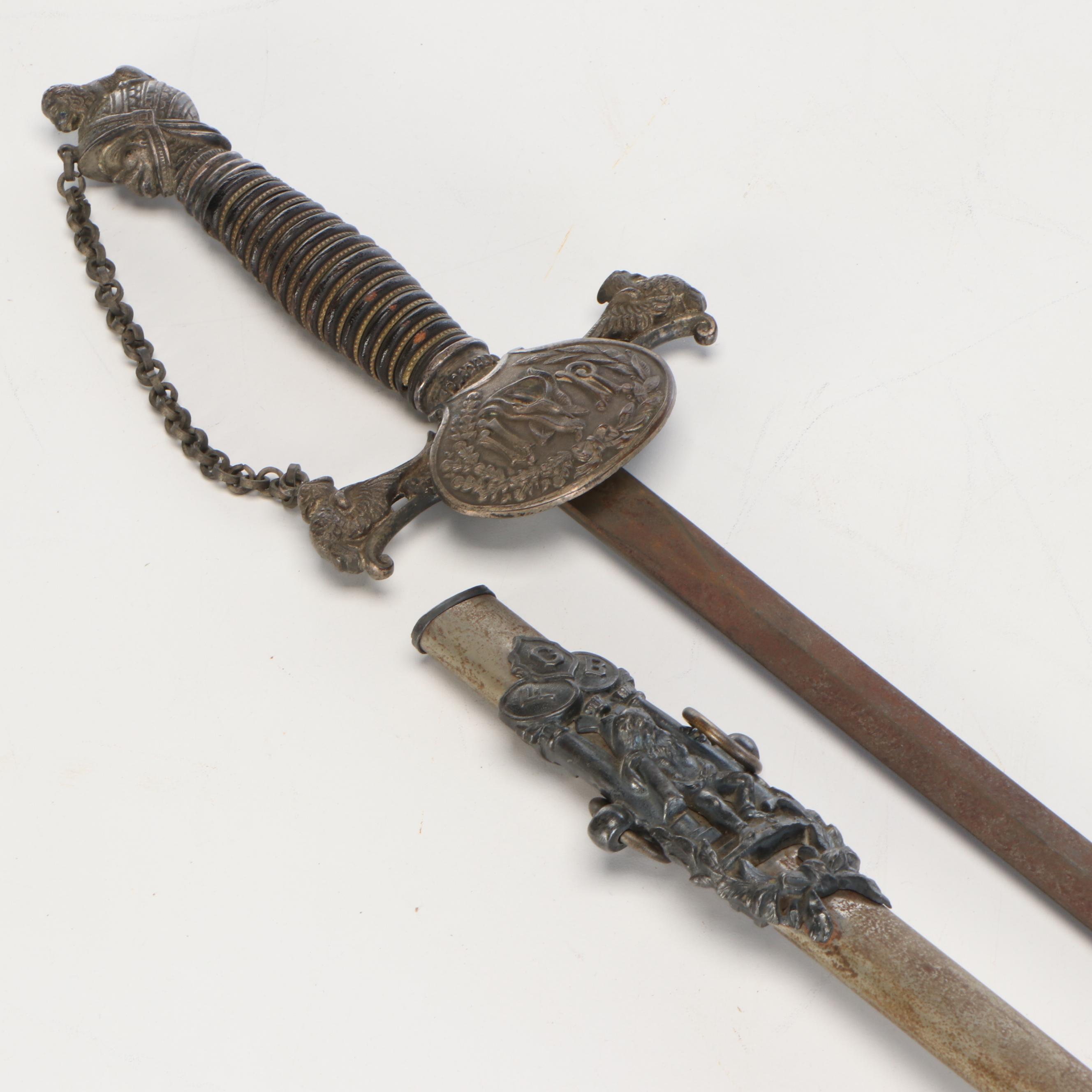 Knights of Pythias Metal Fraternal Parade Sword, Late 19th/Early 20th Century